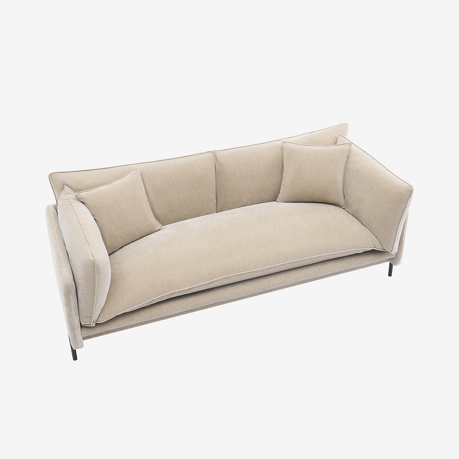 Canapé 3 places déhoussable en tissu garni de plumes - Taupe - 6