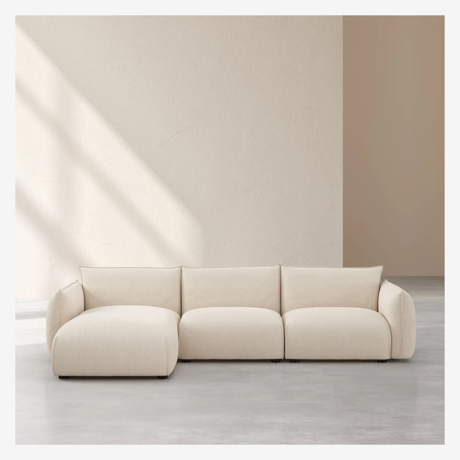 CELESTE - 3-Sitzer-Sofa aus beigem Stoff mit linker Ecke - 1