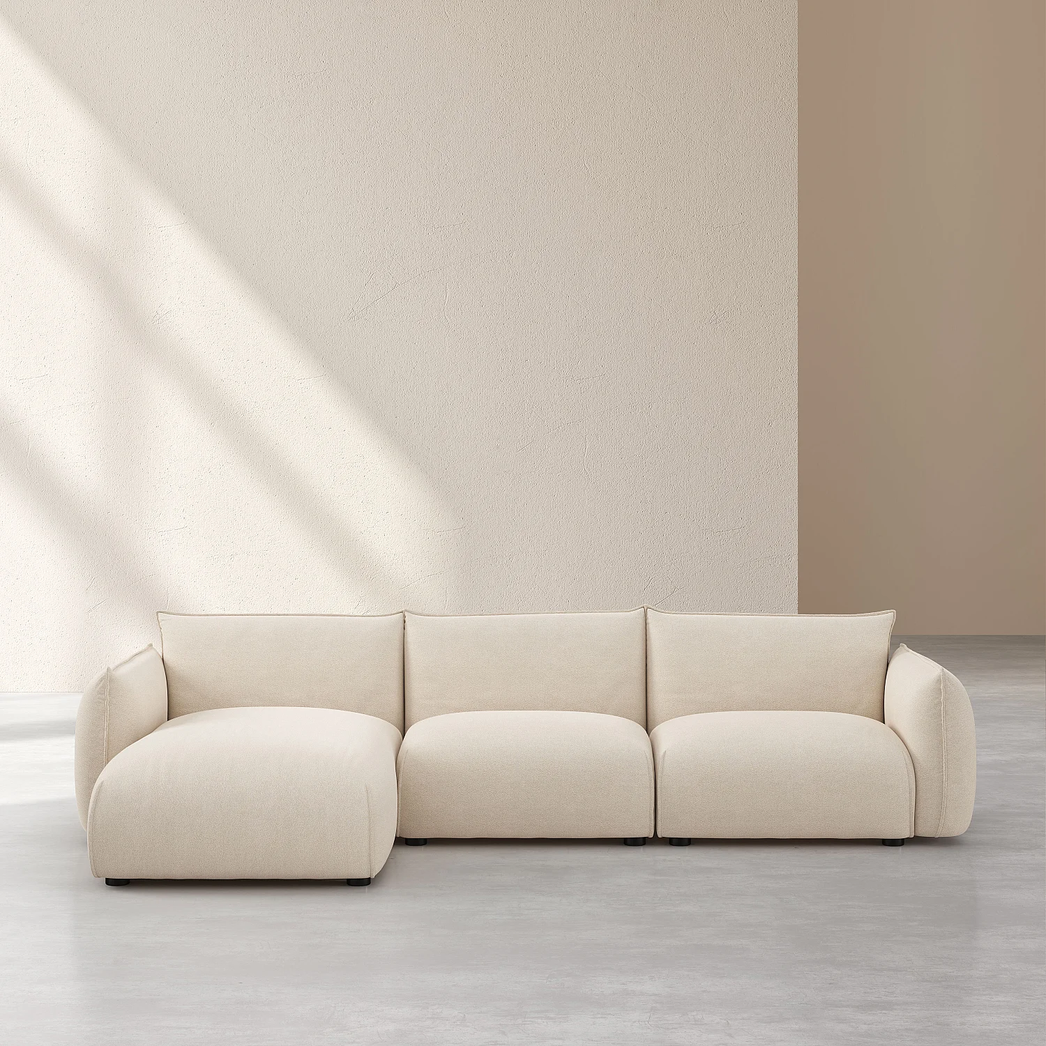 CELESTE - 3-Sitzer-Sofa aus beigem Stoff mit linker Ecke - 2