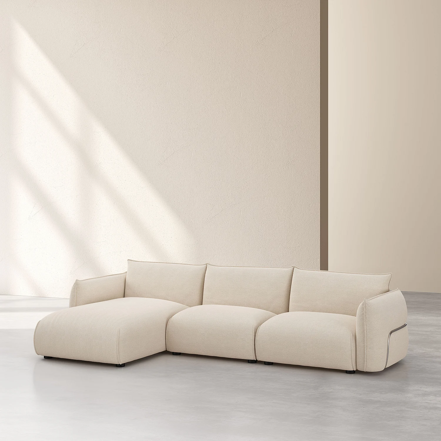 CELESTE - 3-Sitzer-Sofa aus beigem Stoff mit linker Ecke - 5