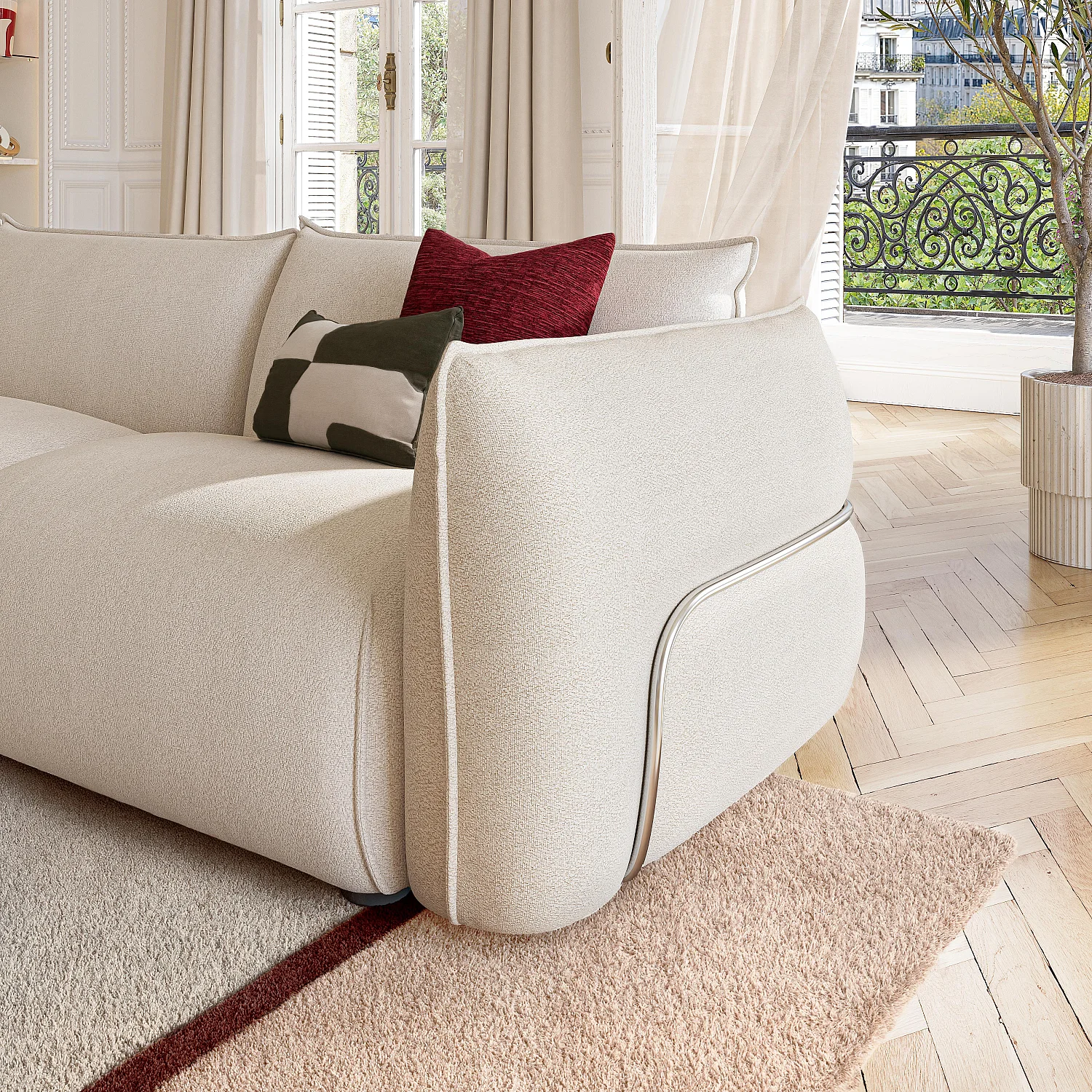 CELESTE - 3-Sitzer-Sofa aus beigem Stoff mit linker Ecke - 6