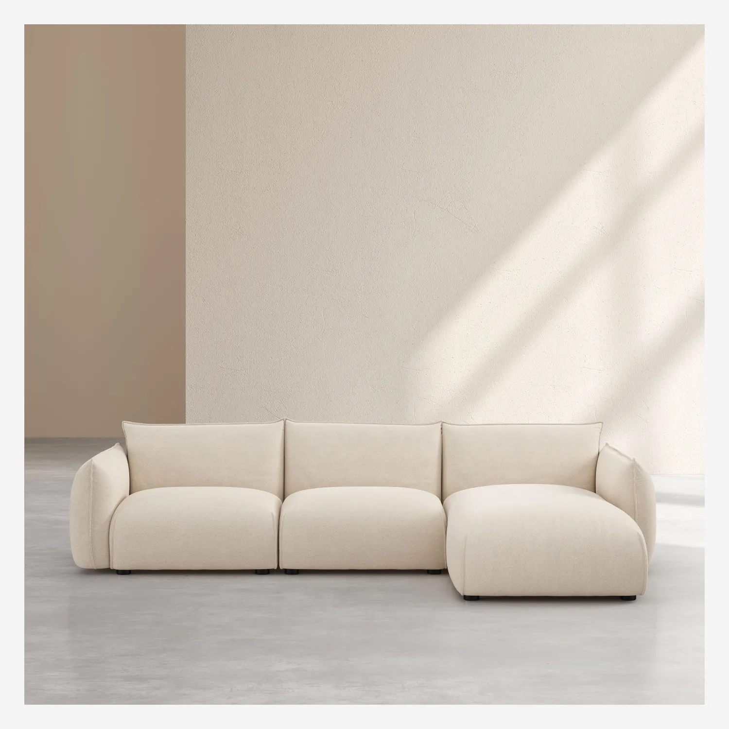 CELESTE - Dreisitzer-Sofa aus beigem Stoff mit rechter Ecke - 1