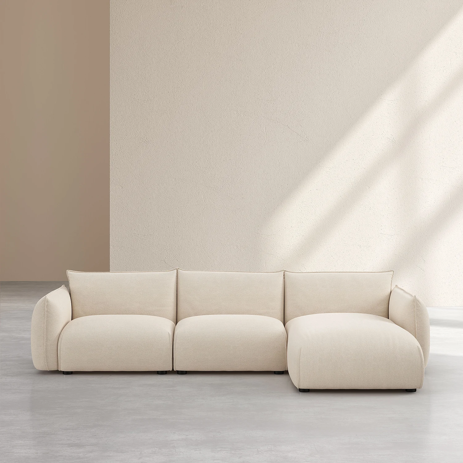 CELESTE - Dreisitzer-Sofa aus beigem Stoff mit rechter Ecke - 2