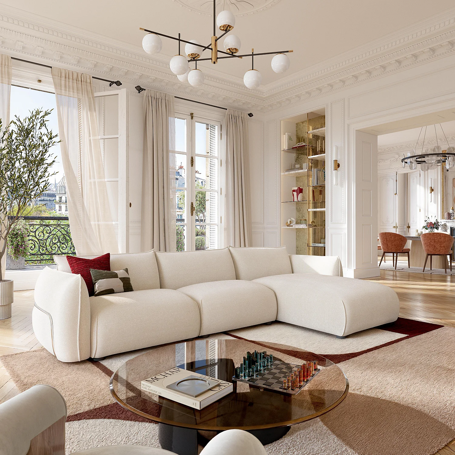 Canapé d'angle droit en tissu - Écru - Design by Morten Georgsen - 1