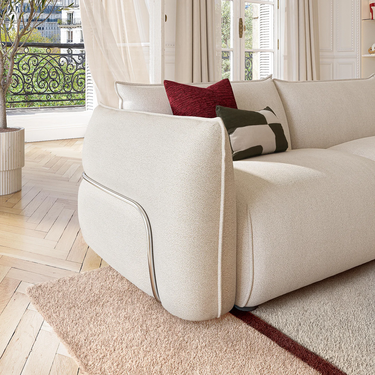 Canapé d'angle droit en tissu - Écru - Design by Morten Georgsen - 6