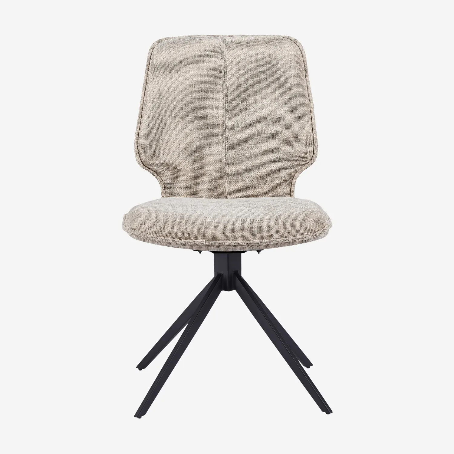 Lot de 2 chaises pivotantes en tissu chenille et métal noir - Beige sable