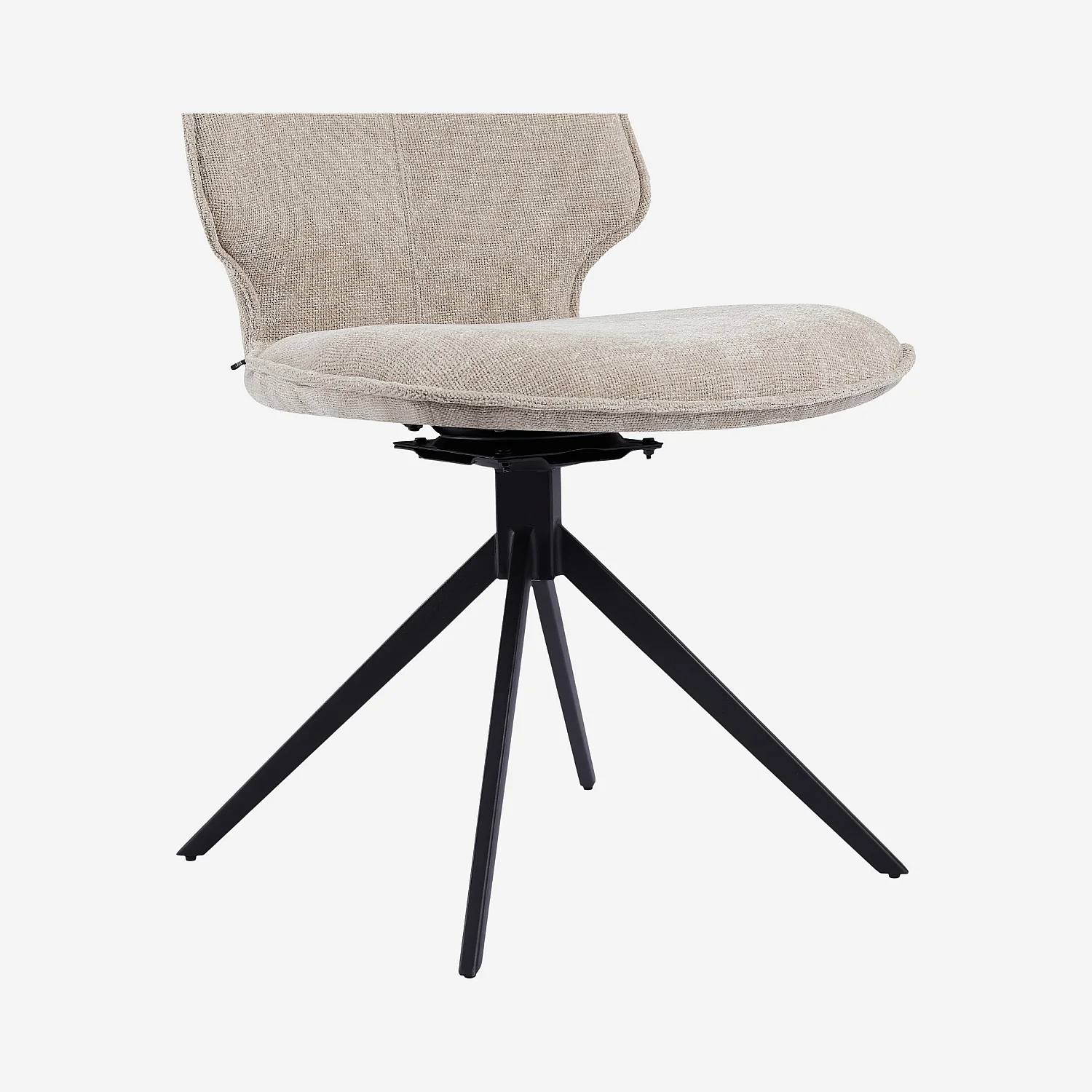 Lot de 2 chaises pivotantes en tissu chenille et métal noir - Beige sable - 2