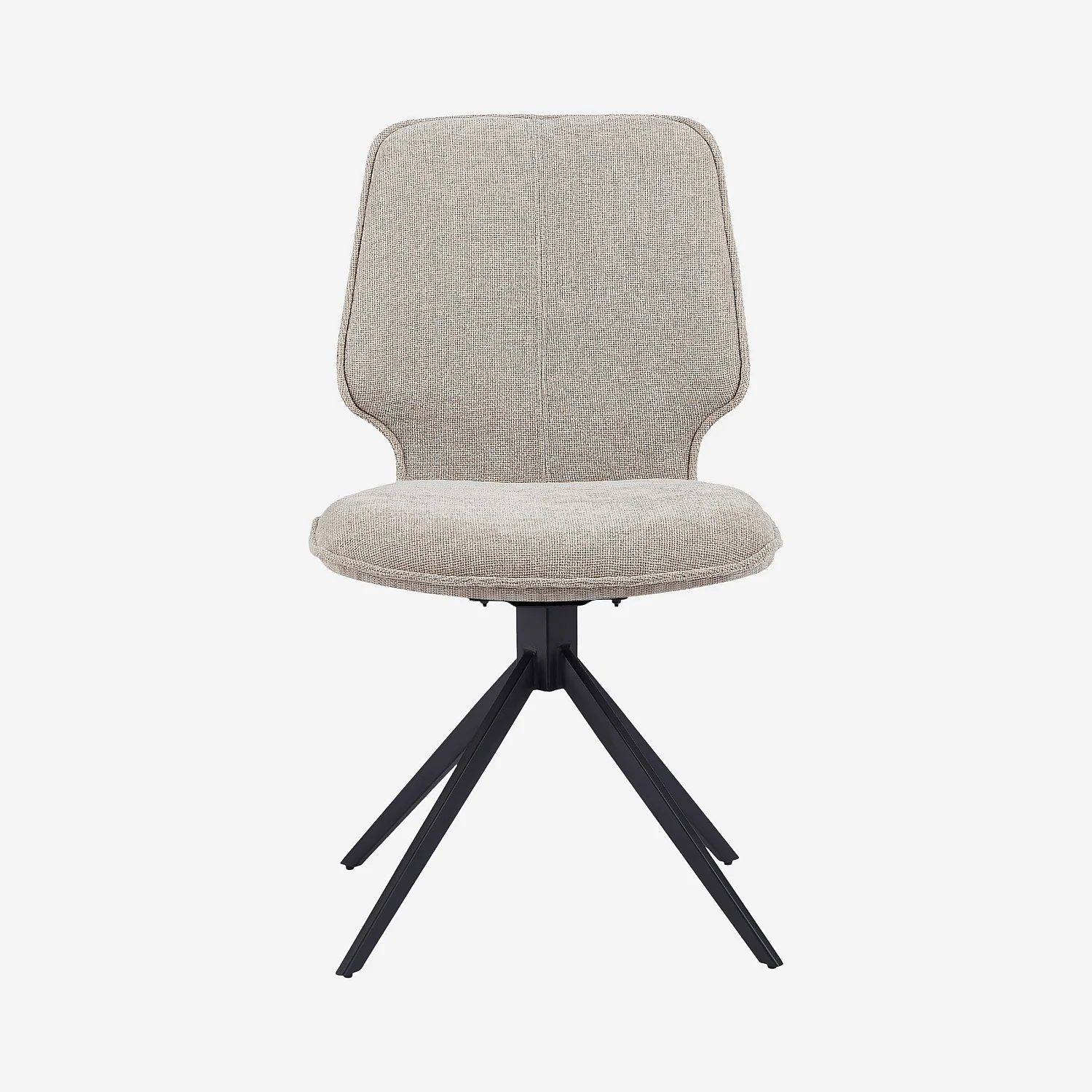 Lot de 2 chaises pivotantes en tissu chenille et métal noir - Beige sable - 5