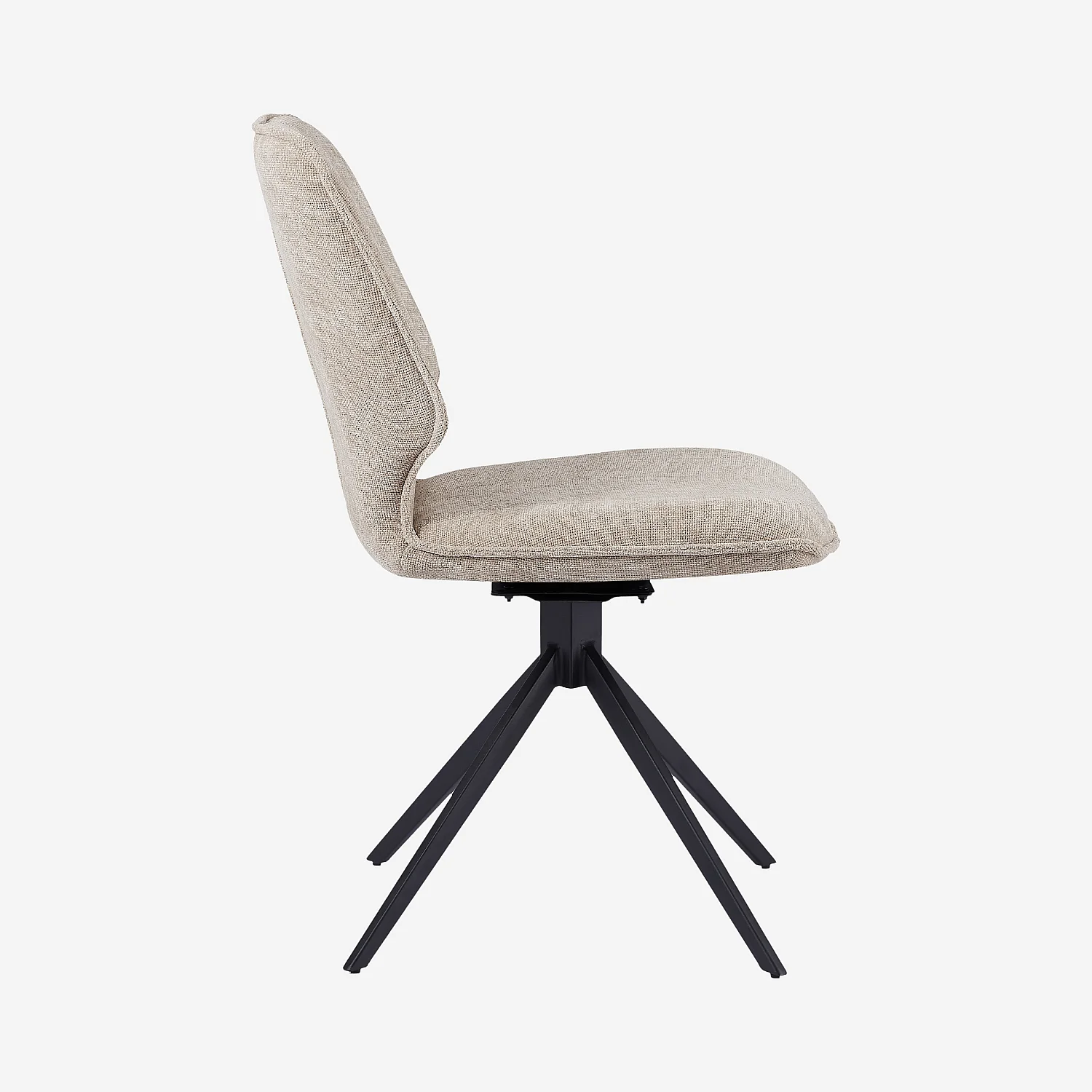 Lot de 2 chaises pivotantes en tissu chenille et métal noir - Beige sable - 7