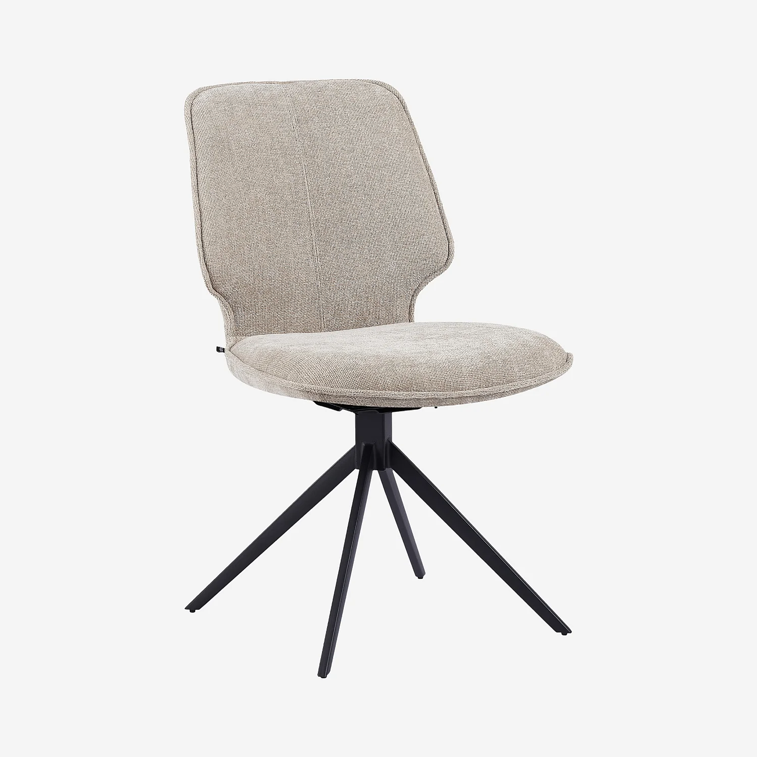 Lot de 2 chaises pivotantes en tissu chenille et métal noir - Beige sable - 1