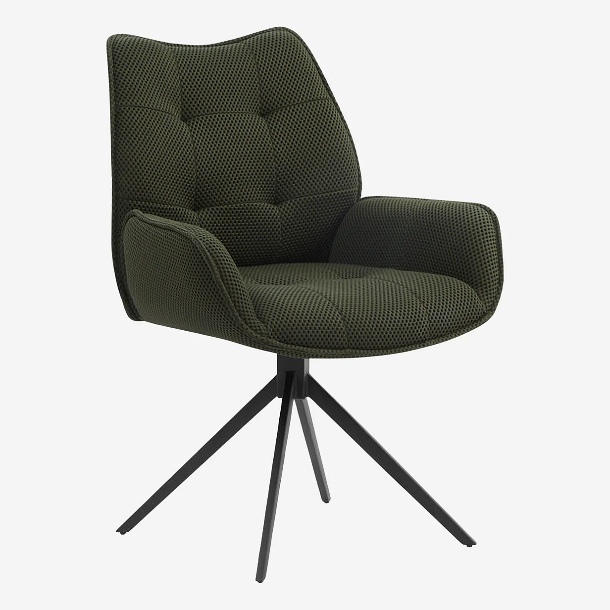 Chaise en tissu 3D et métal noir avec accoudoirs - Vert kaki - 2