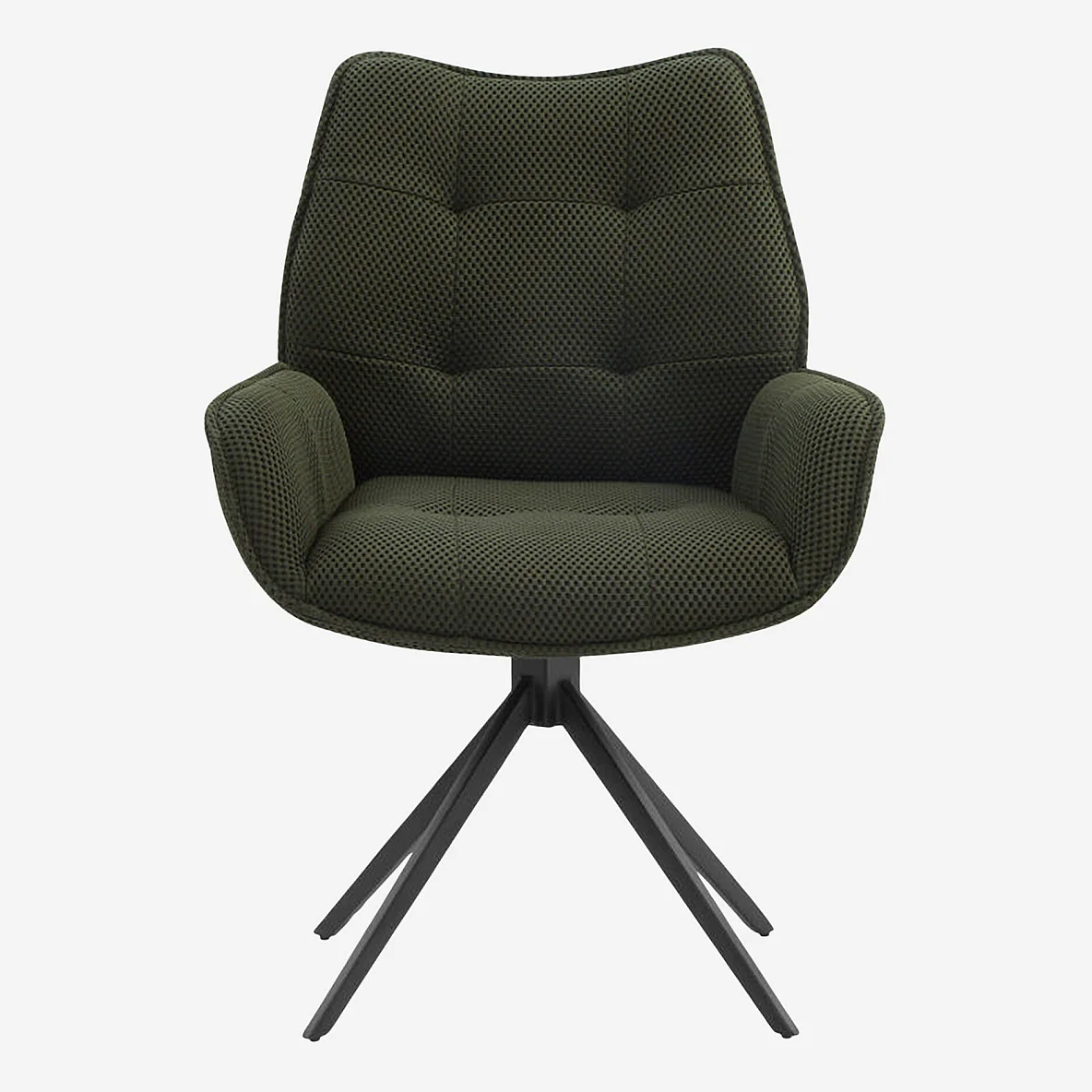 Chaise en tissu 3D et métal noir avec accoudoirs - Vert kaki - 6