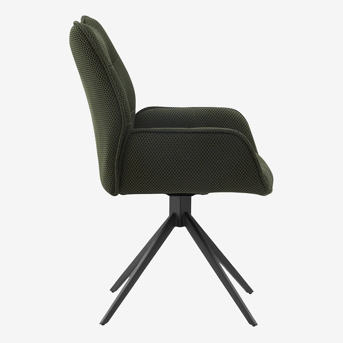 Chaise en tissu 3D et métal noir avec accoudoirs - Vert kaki - 7