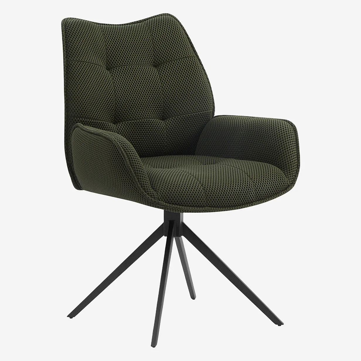 Chaise en tissu 3D et métal noir avec accoudoirs - Vert kaki - 2