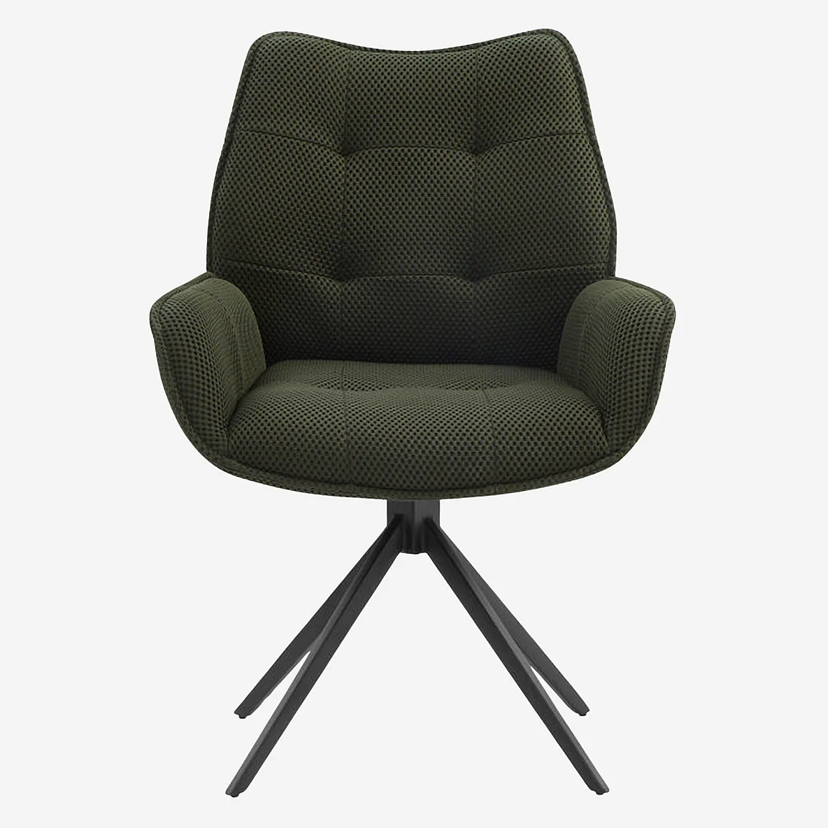 Chaise en tissu 3D et métal noir avec accoudoirs - Vert kaki - 6