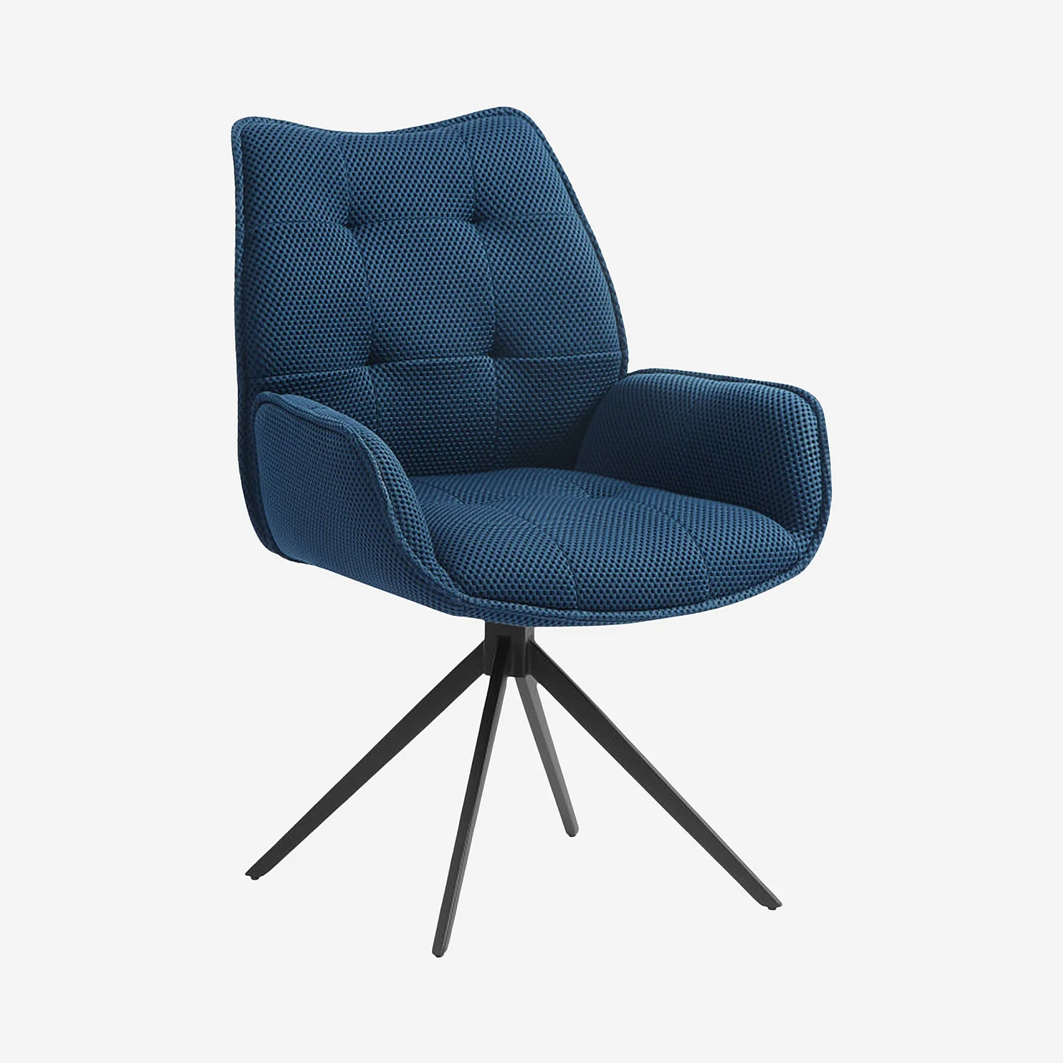 Chaise en tissu 3D et métal noir avec accoudoirs - Bleu marine - 2