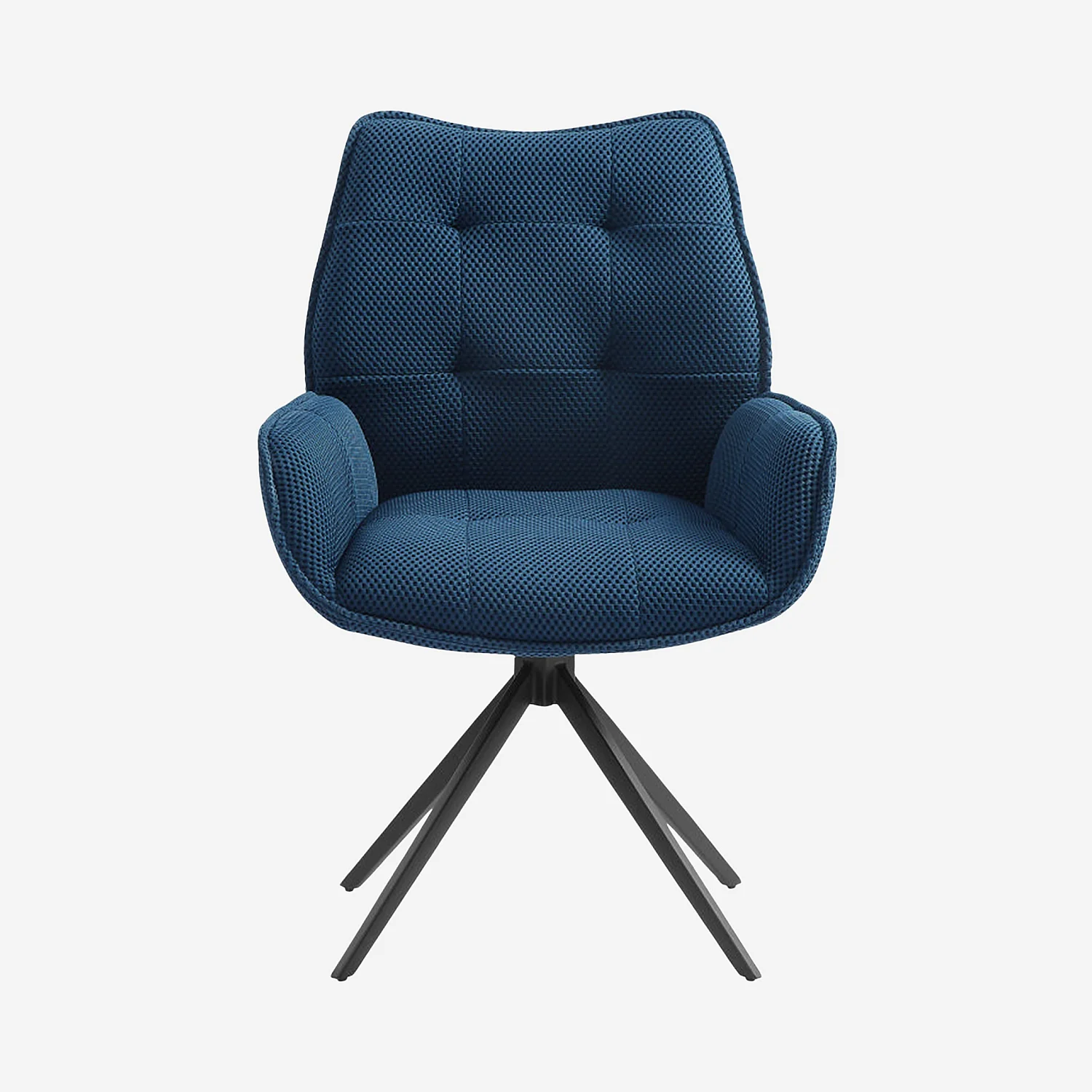 Chaise en tissu 3D et métal noir avec accoudoirs - Bleu marine - 5