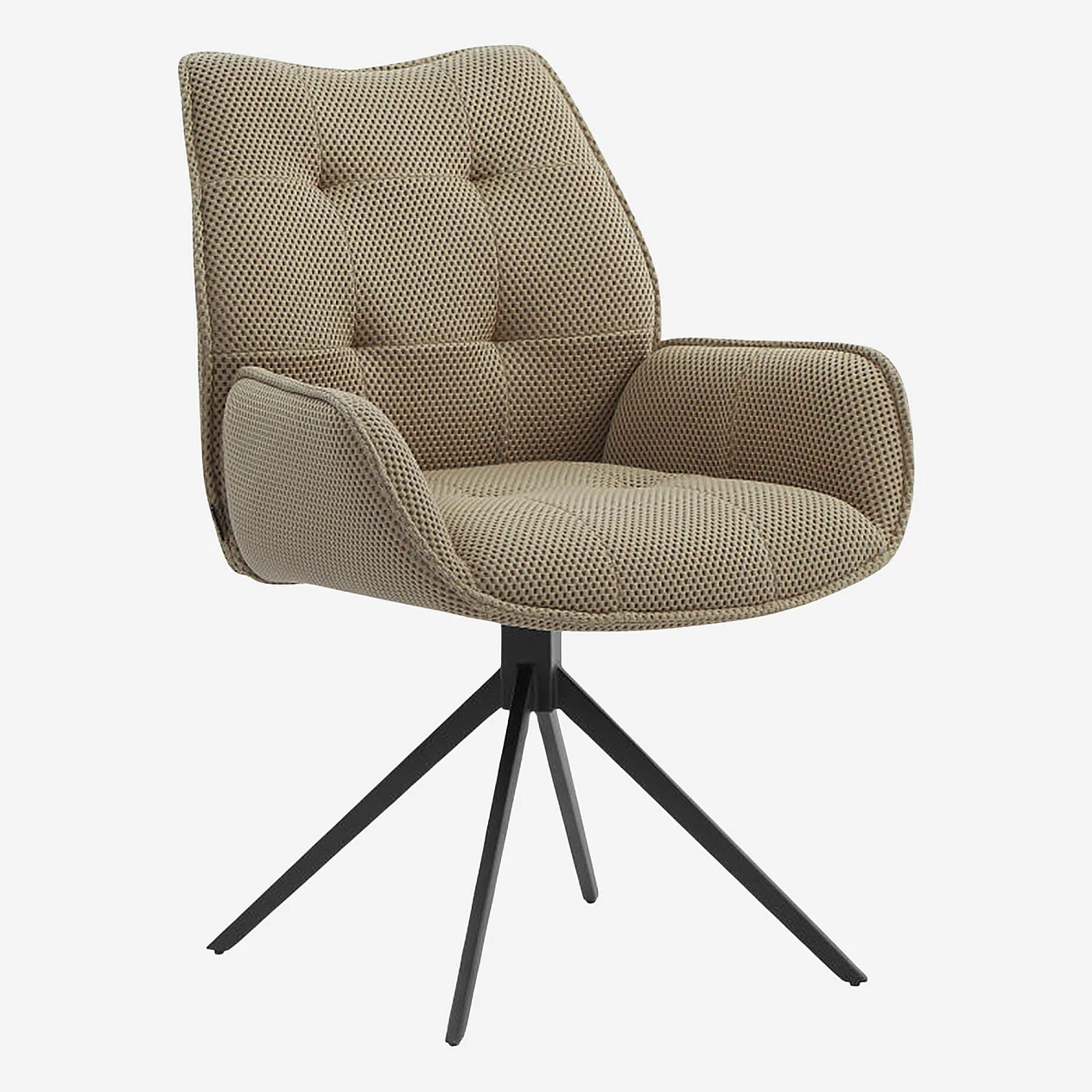 Chaise en tissu 3D et métal noir avec accoudoirs - Beige sable - 2