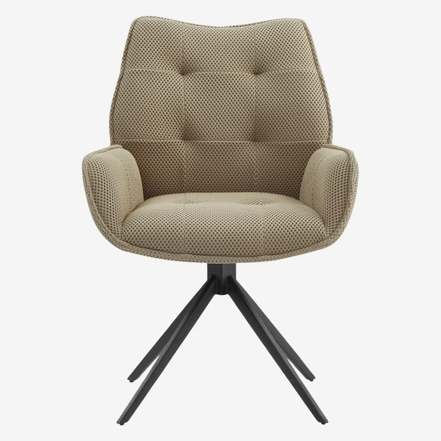 Chaise en tissu 3D et métal noir avec accoudoirs - Beige sable - 5