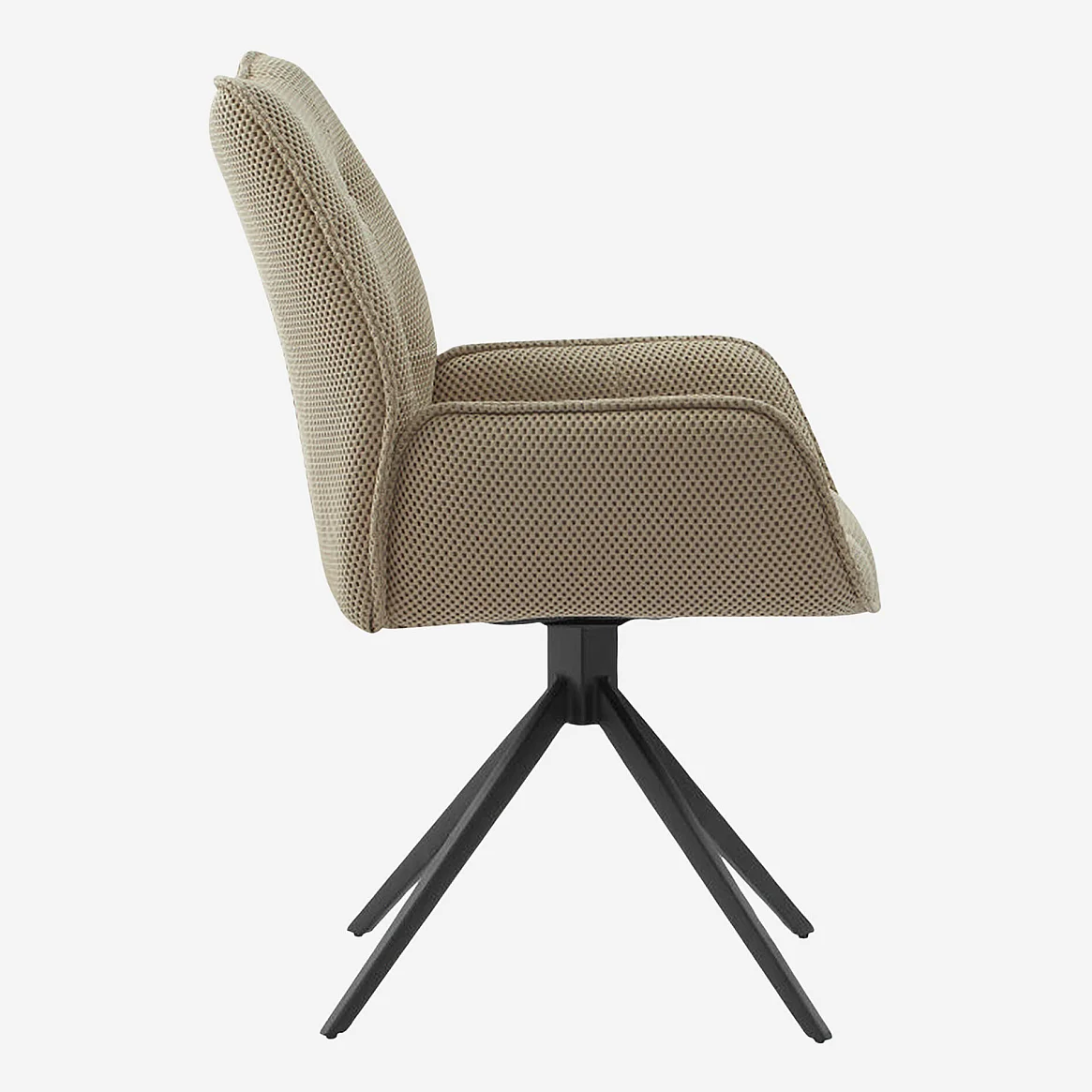 Chaise en tissu 3D et métal noir avec accoudoirs - Beige sable - 6