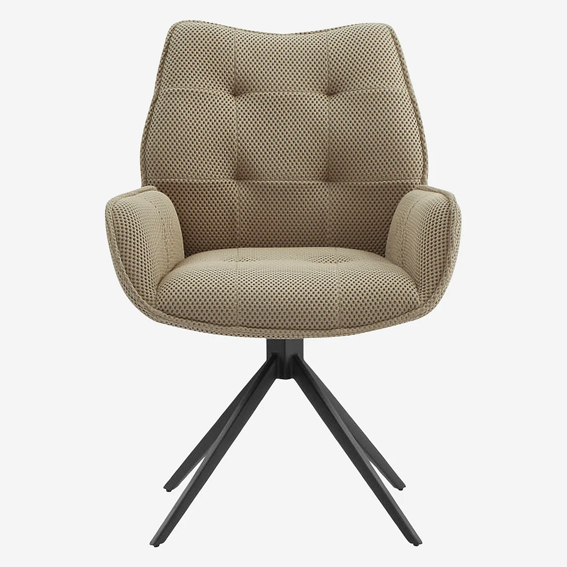 Chaise en tissu 3D et métal noir avec accoudoirs - Beige sable - 5