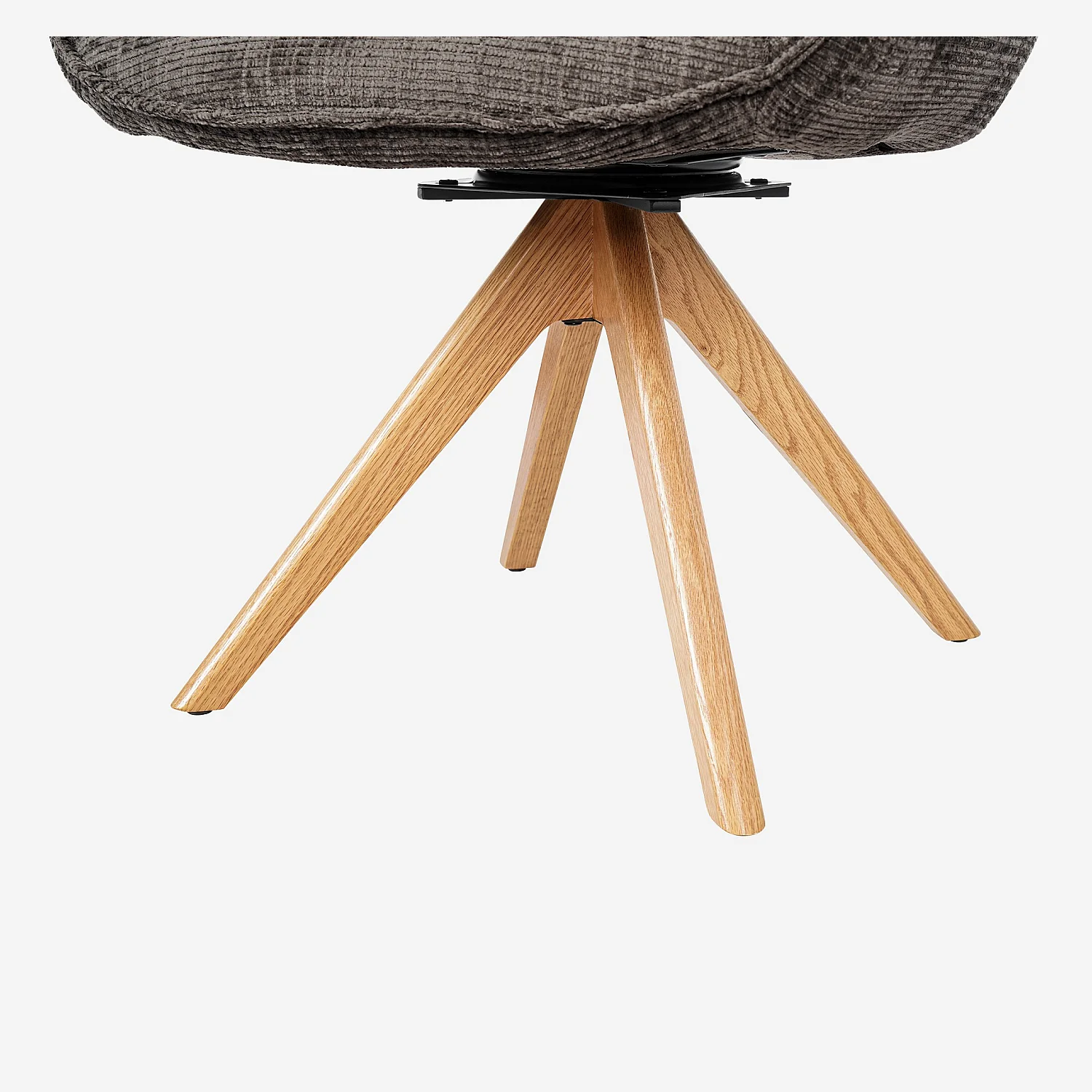 Chaise pivotante en tissu chenille et chêne avec accoudoirs - Taupe - 2