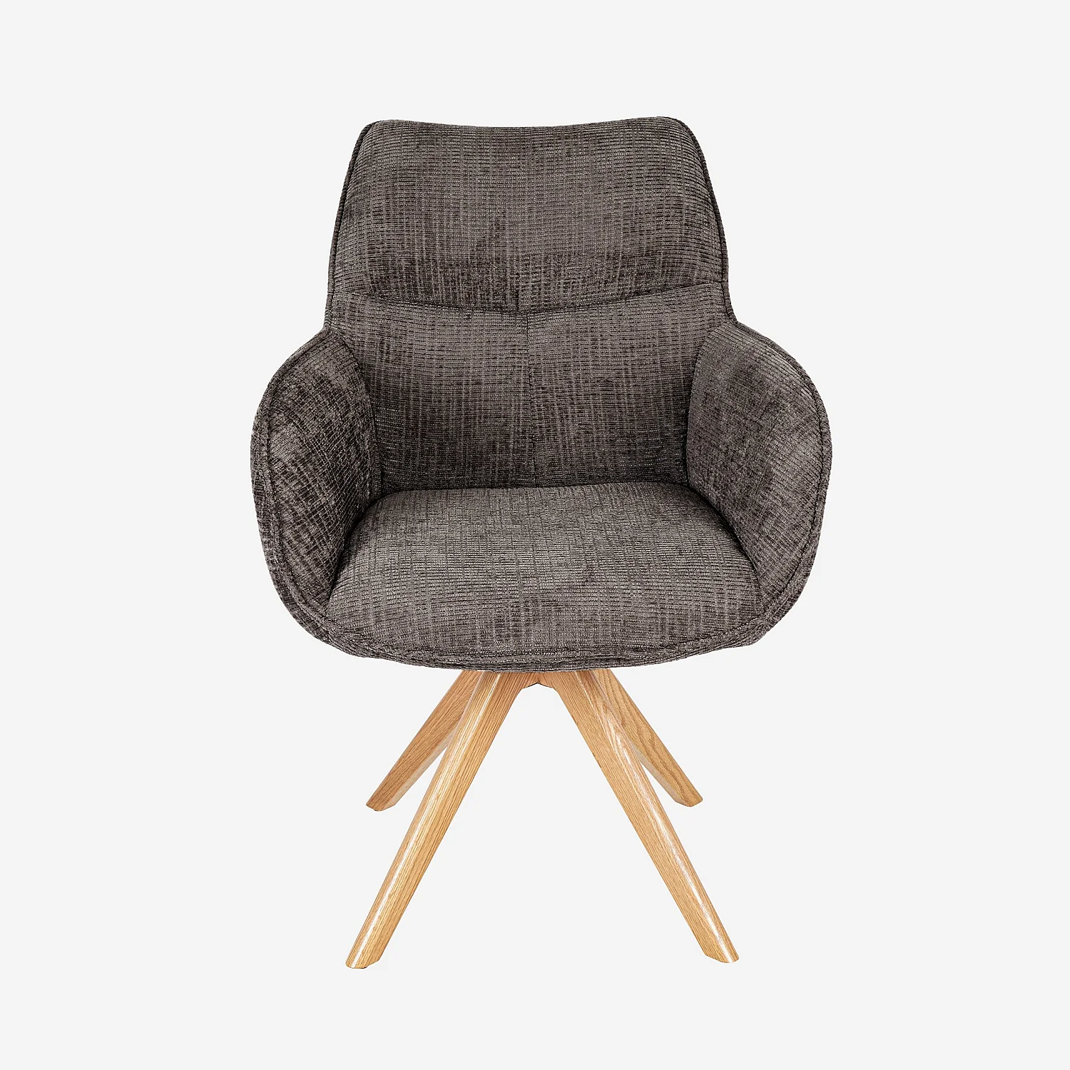 Chaise pivotante en tissu chenille et chêne avec accoudoirs - Taupe - 5
