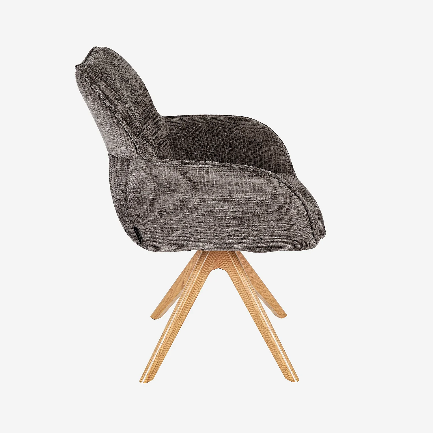 Chaise pivotante en tissu chenille et chêne avec accoudoirs - Taupe - 6