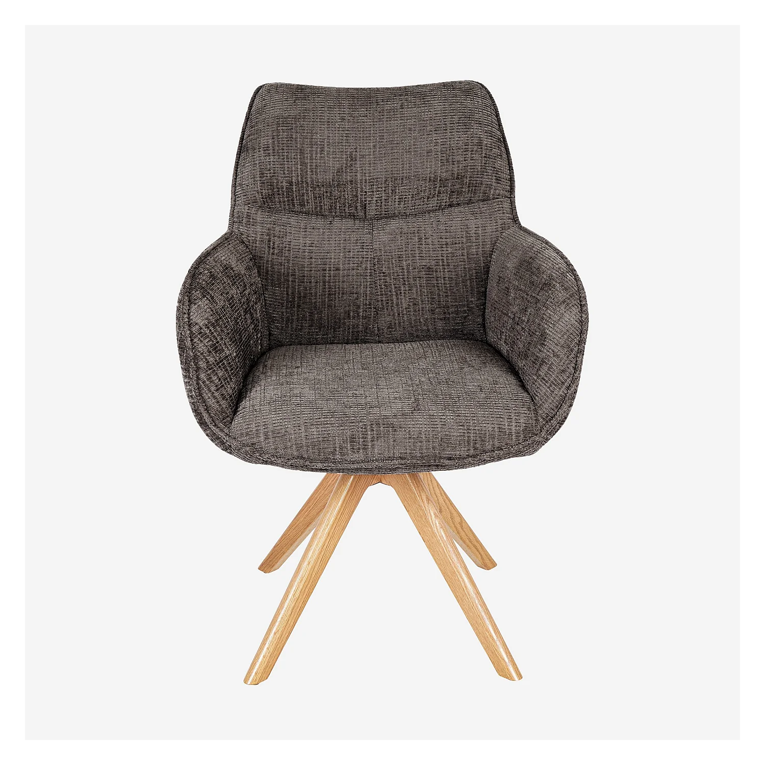 Chaise pivotante en tissu chenille et chêne avec accoudoirs - Taupe - 4