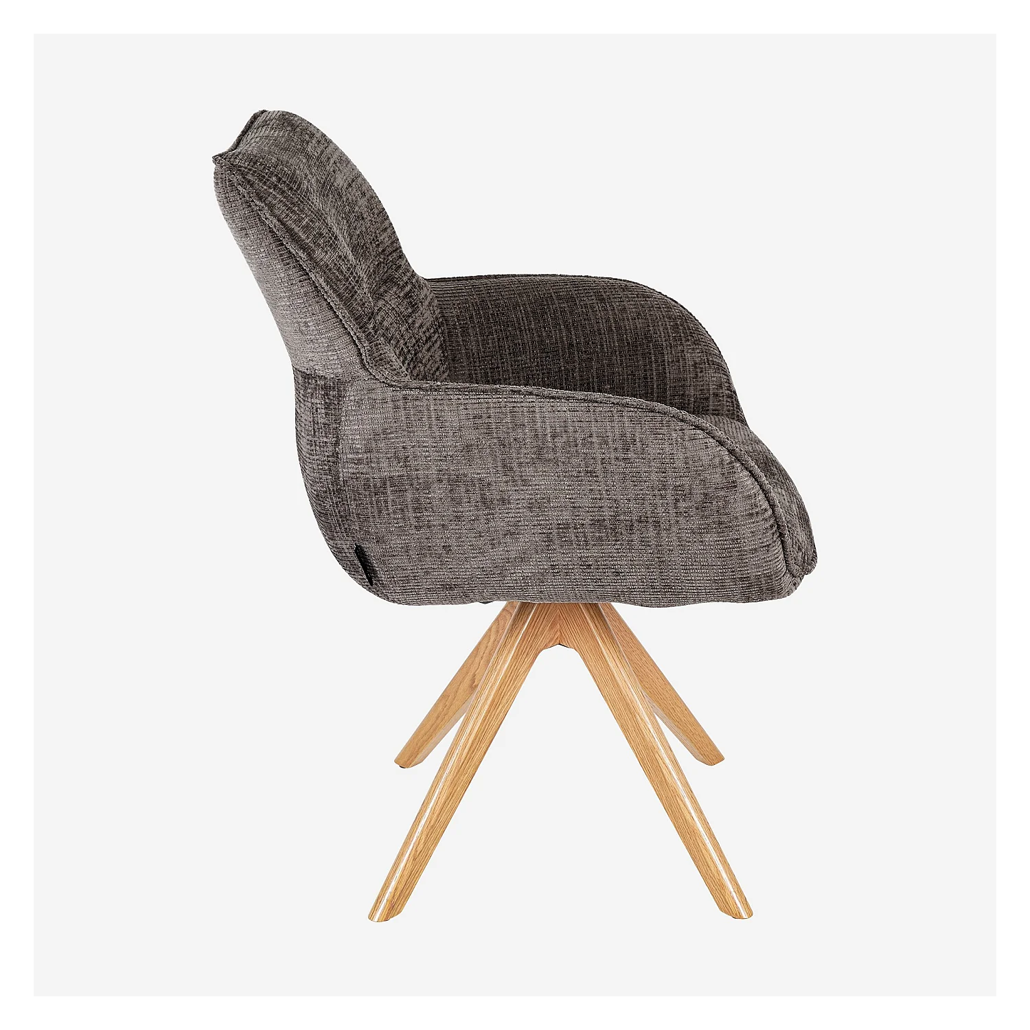 Chaise pivotante en tissu chenille et chêne avec accoudoirs - Taupe - 5