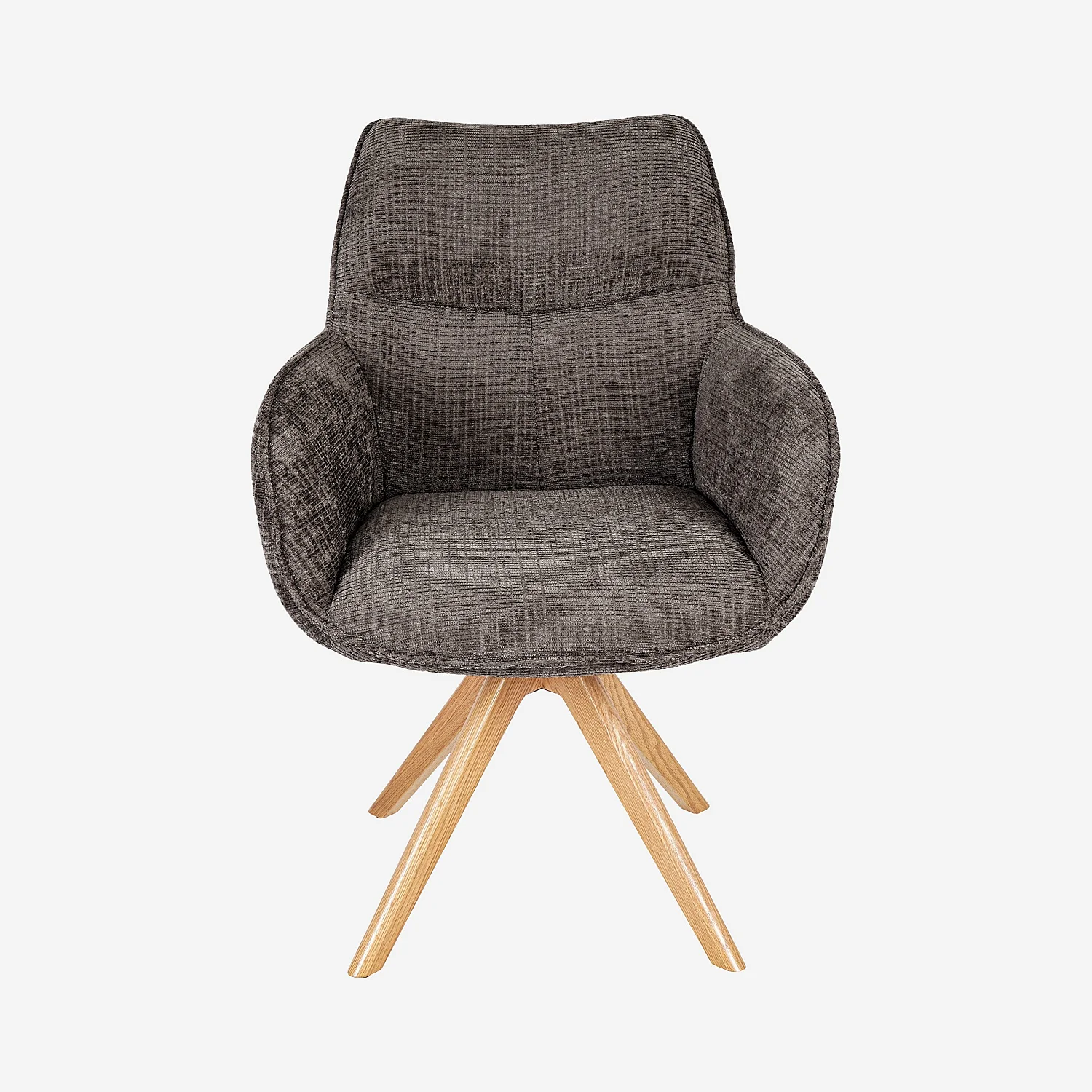 ARZANA Esszimmerstuhl mit Holzbeinen und Armlehnen aus Taupe-Stoff - 5