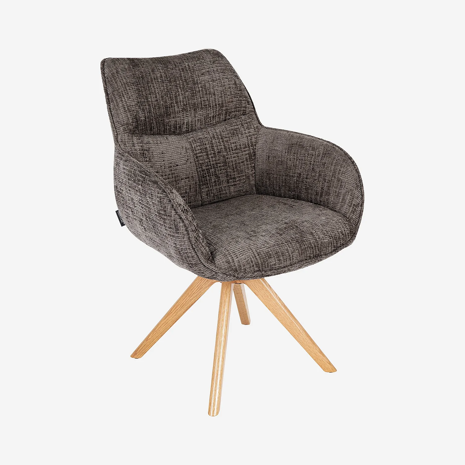 ARZANA Esszimmerstuhl mit Holzbeinen und Armlehnen aus Taupe-Stoff - 1