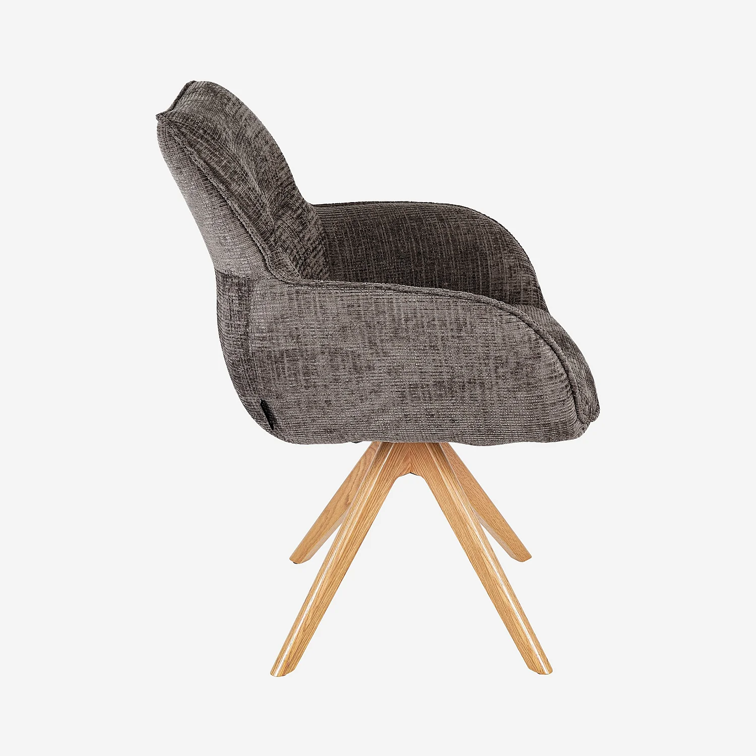 ARZANA Esszimmerstuhl mit Holzbeinen und Armlehnen aus Taupe-Stoff - 6