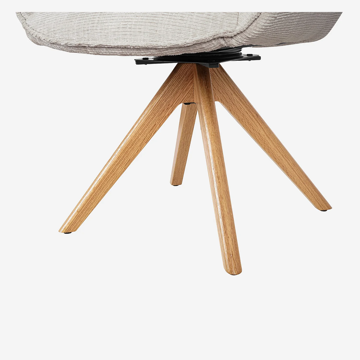 Chaise pivotante en tissu chenille et chêne avec accoudoirs - Ivoire - 2