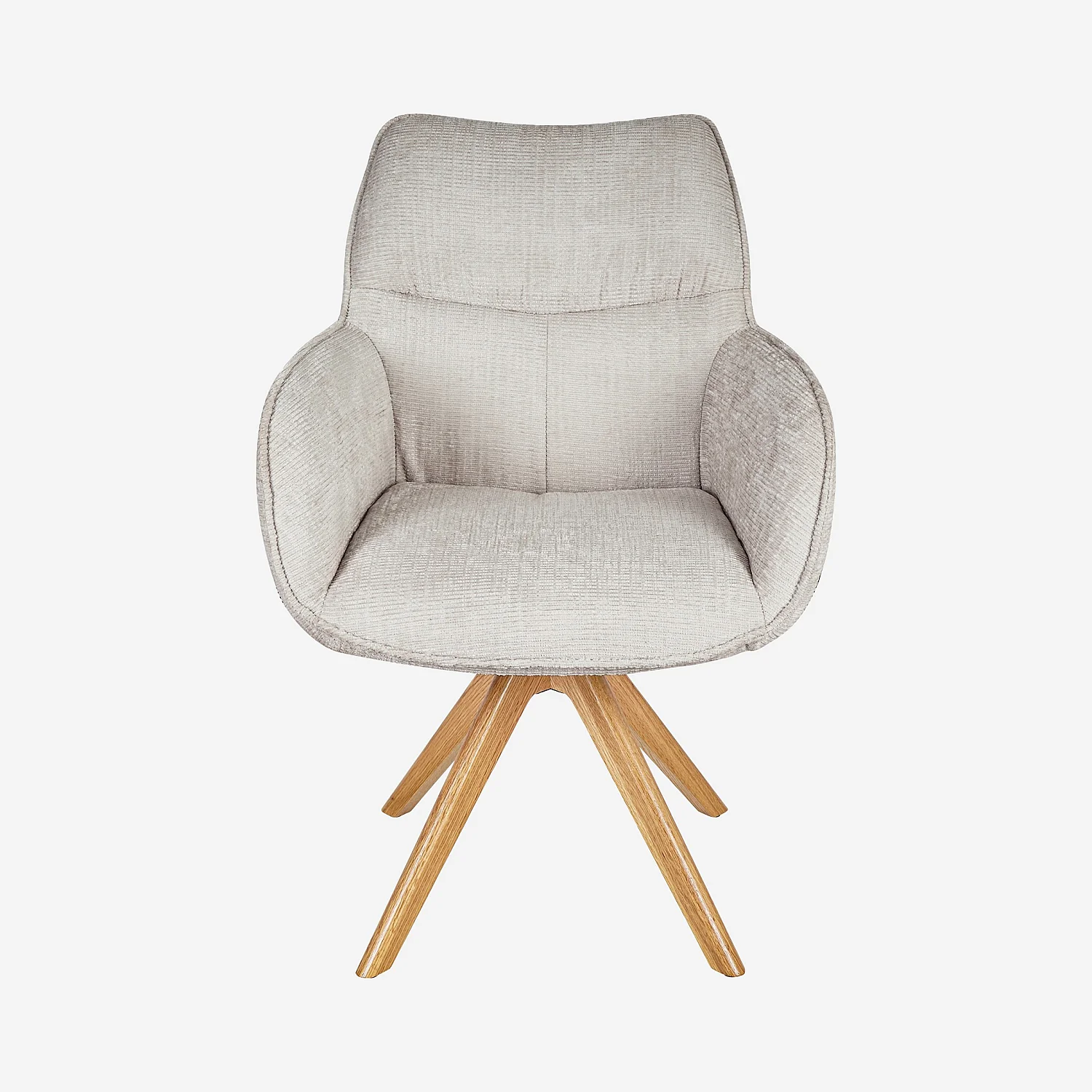 ARZANA Esszimmerstuhl mit Holzbeinen und Armlehnen aus Stoff, beige - 5