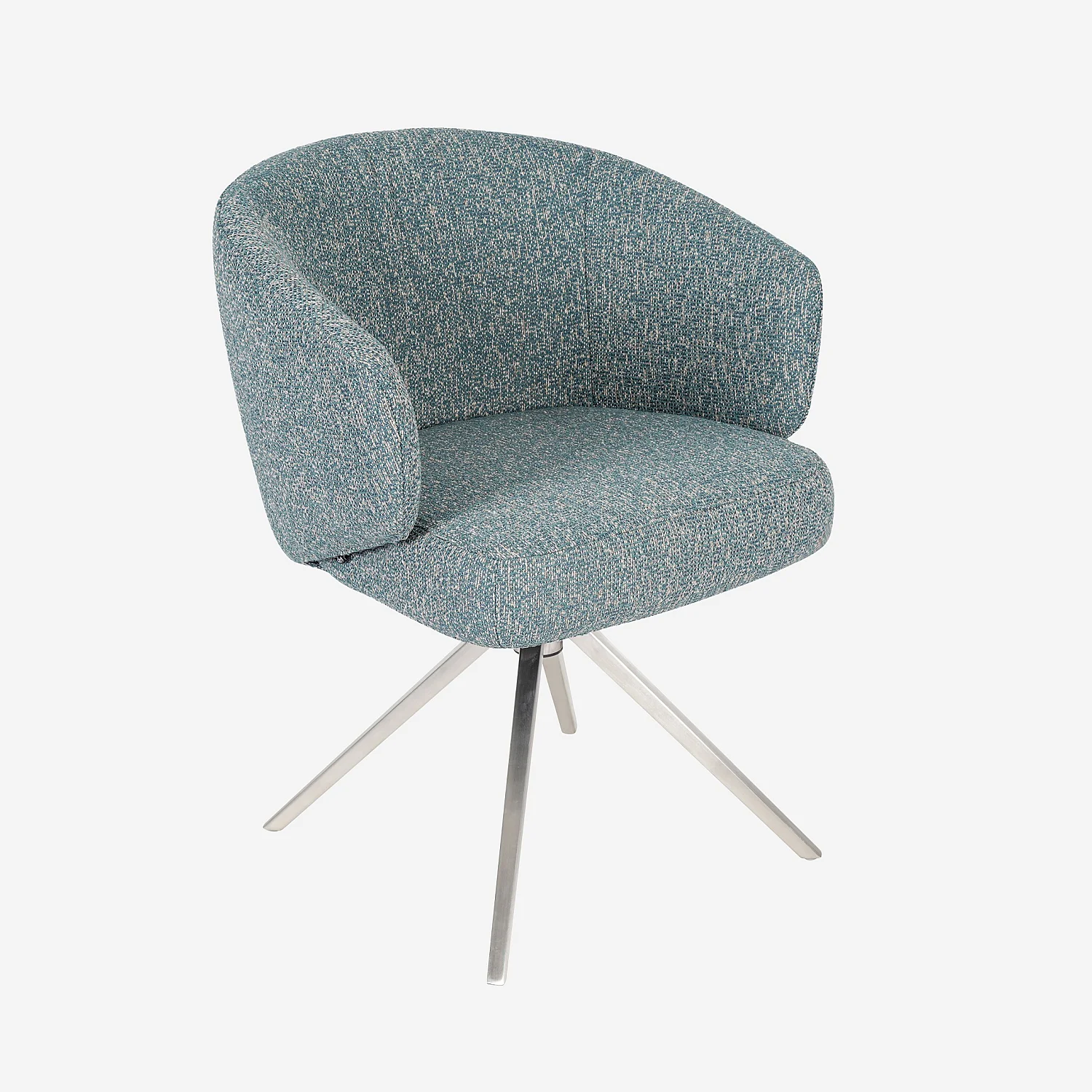 Chaise pivotante en tissu texturé et métal chromé avec accoudoirs - Bleu chiné - 2