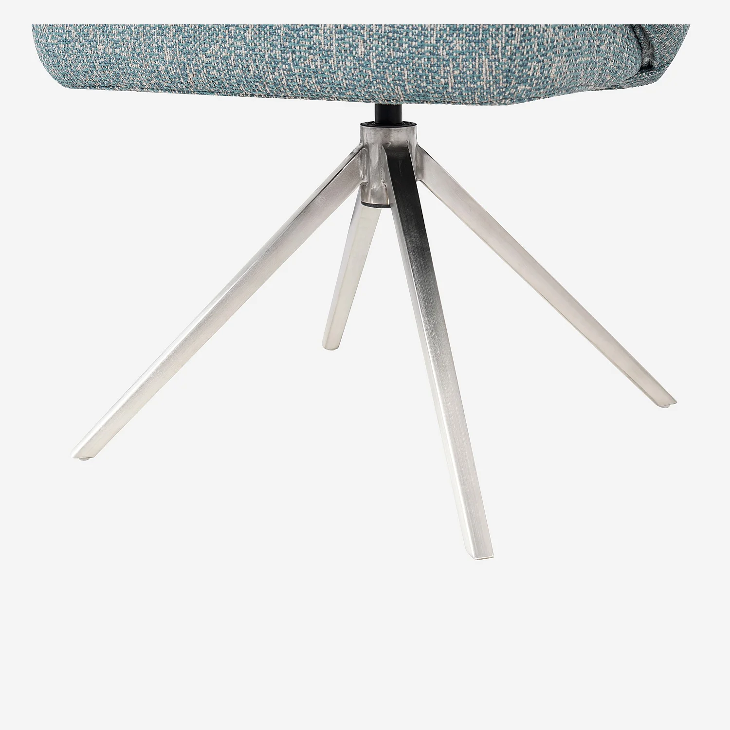 Chaise pivotante en tissu texturé et métal chromé avec accoudoirs - Bleu chiné - 3