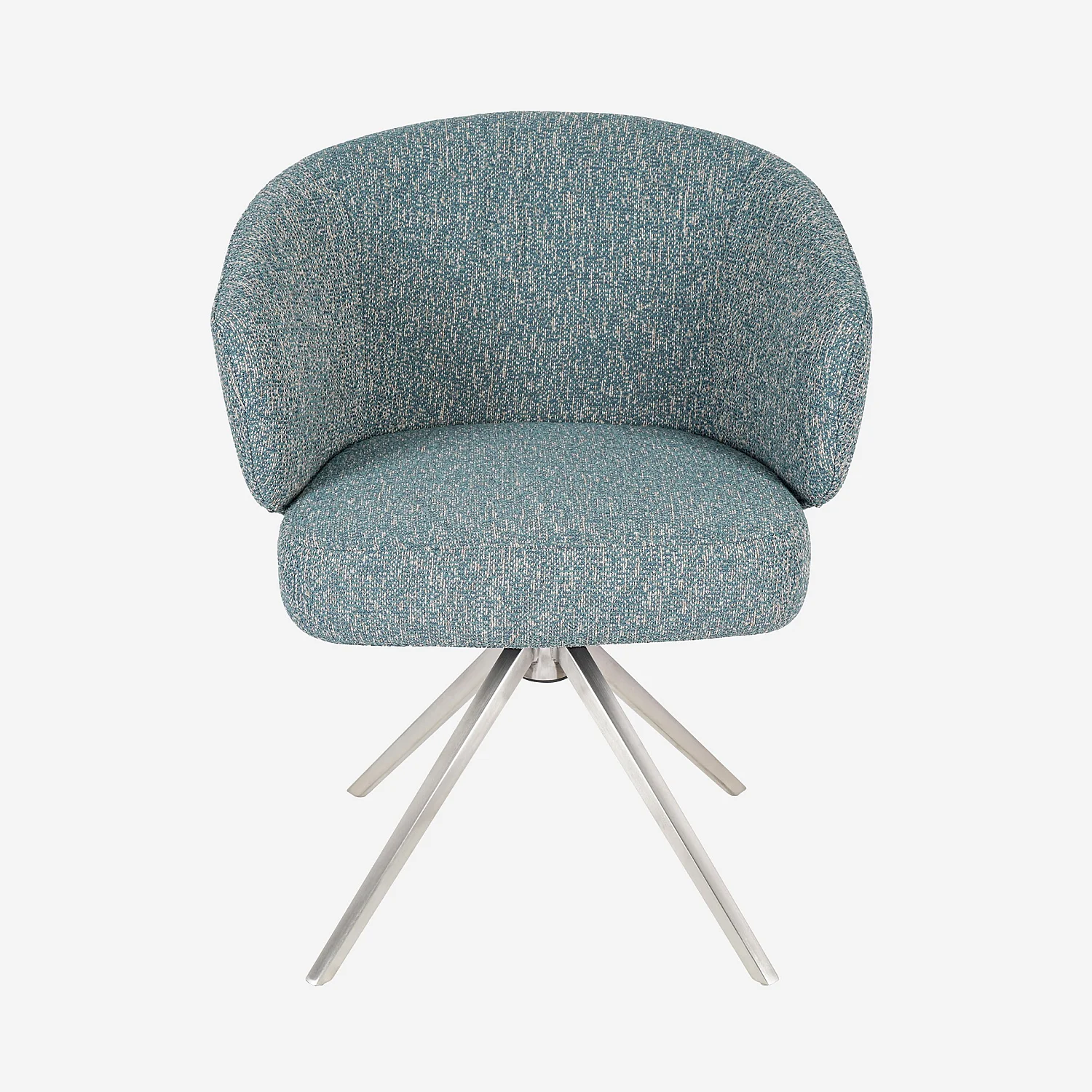 Chaise pivotante en tissu texturé et métal chromé avec accoudoirs - Bleu chiné - 5