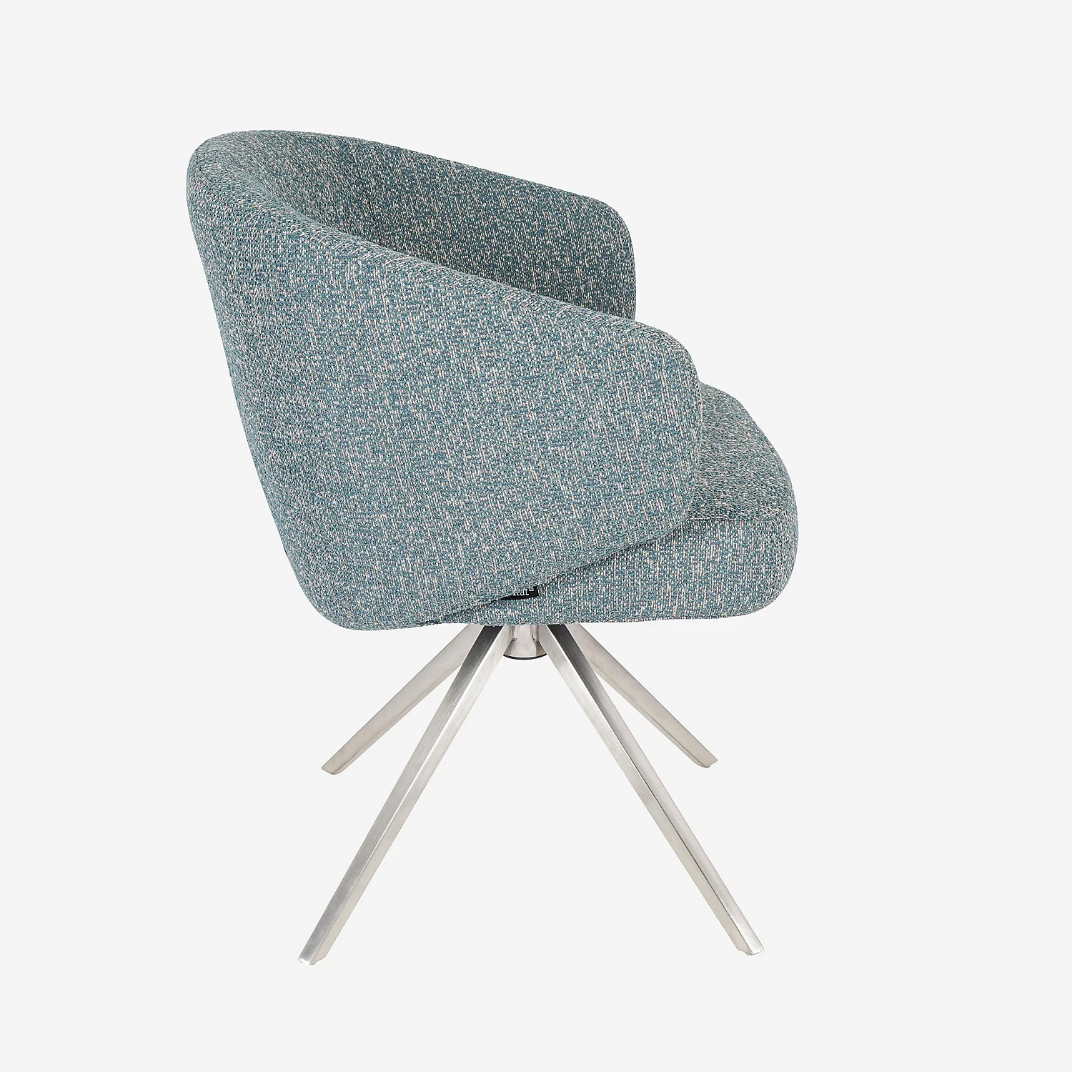 Chaise pivotante en tissu texturé et métal chromé avec accoudoirs - Bleu chiné - 6