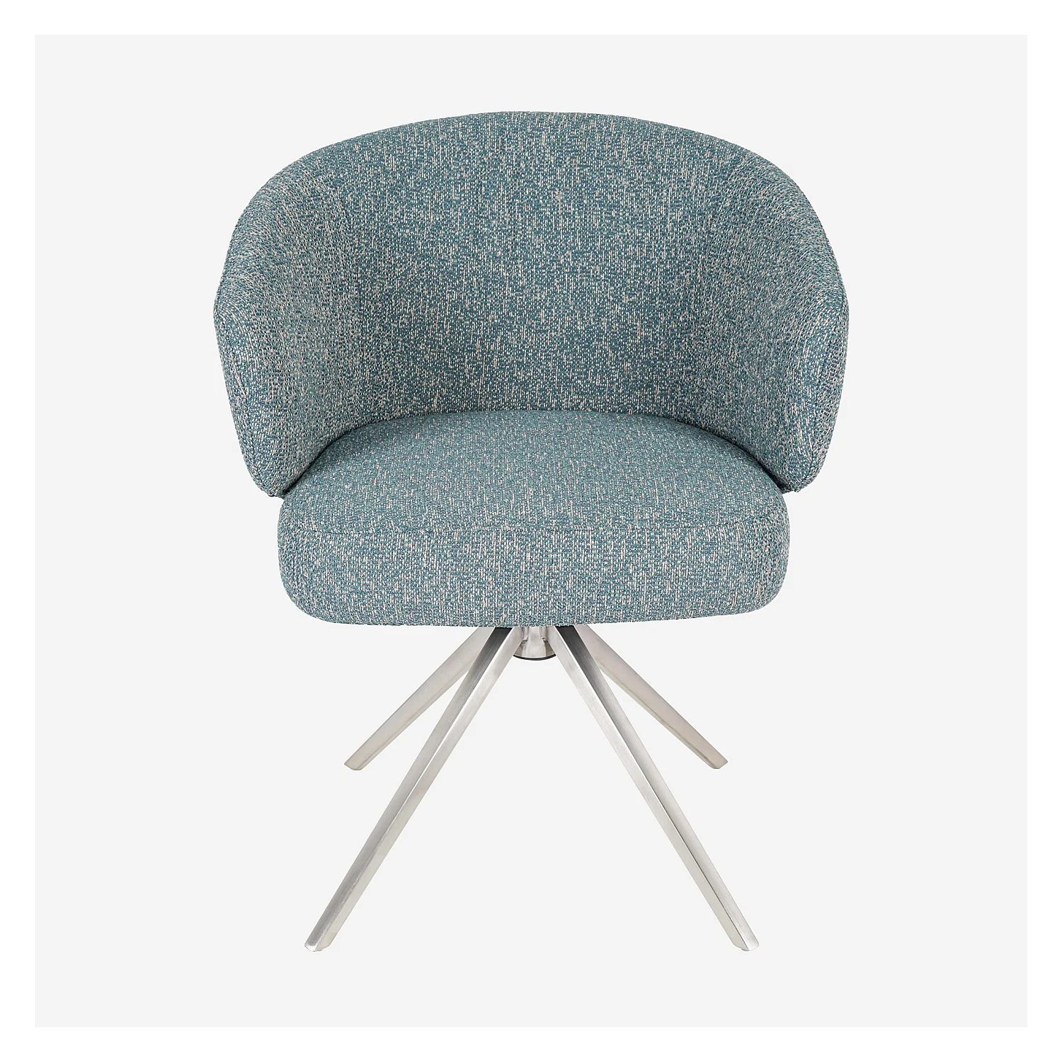 Gedraaide stoel van textuurstof en verchroomd metaal met armleuningen - Gestreept blauw - 4