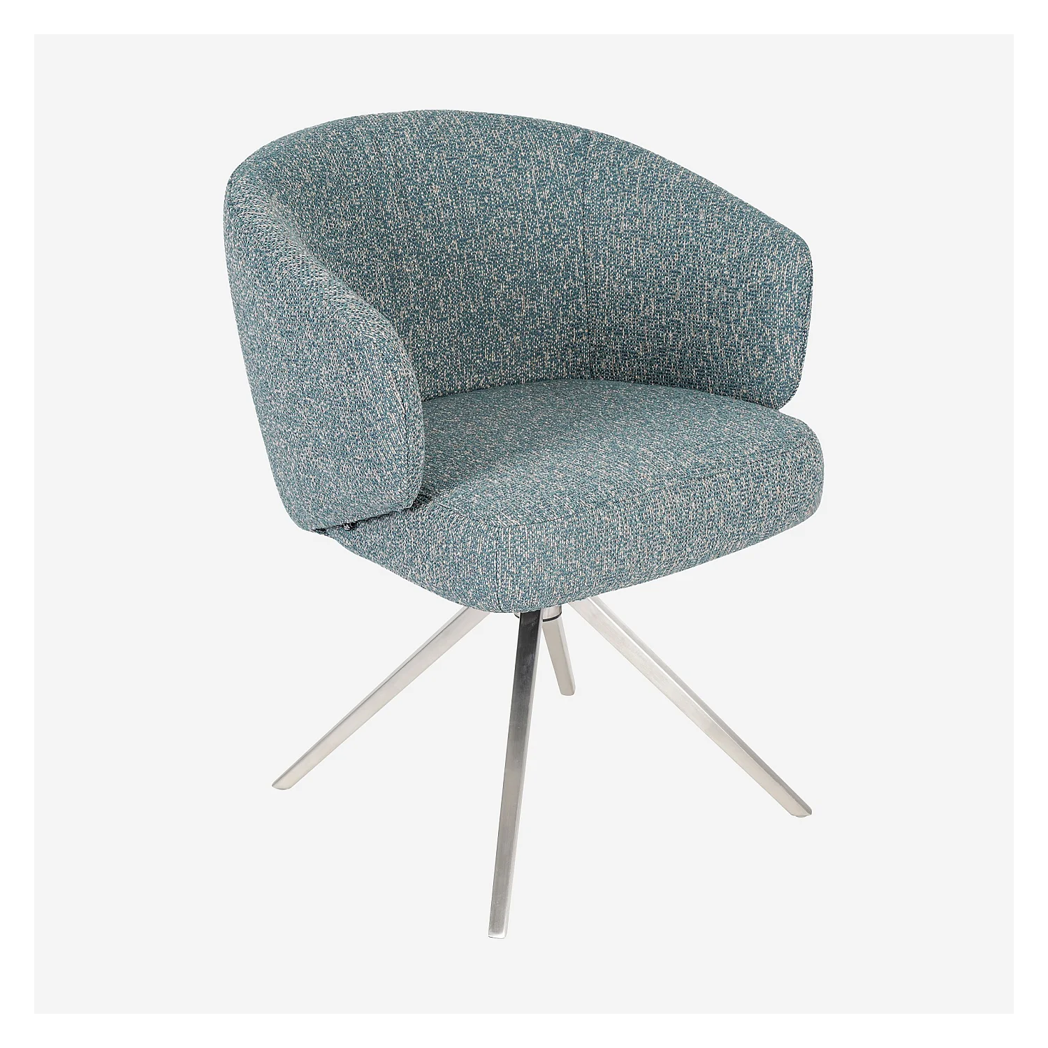 Gedraaide stoel van textuurstof en verchroomd metaal met armleuningen - Gestreept blauw - 2