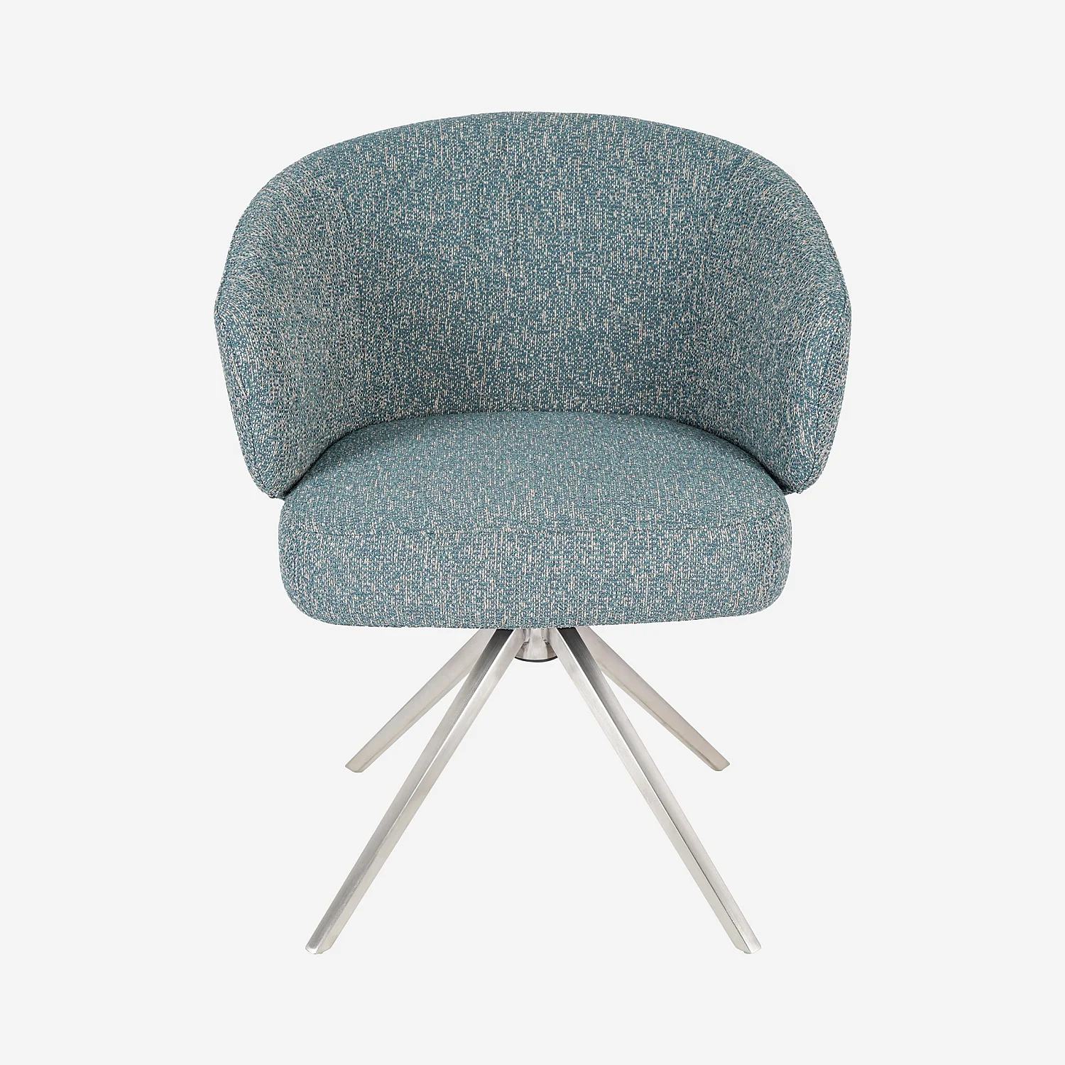 Gedraaide stoel van textuurstof en verchroomd metaal met armleuningen - Gestreept blauw - 6