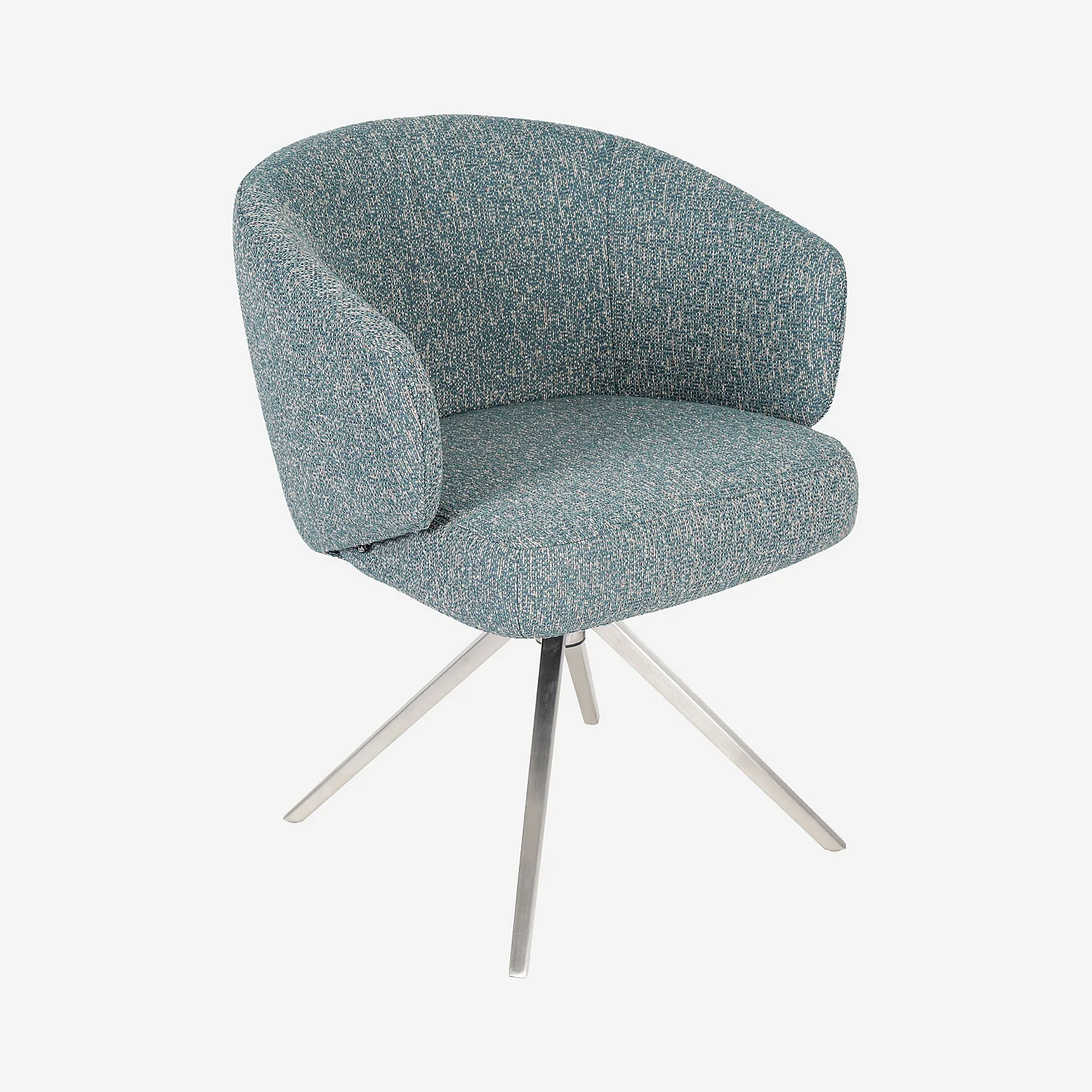 Gedraaide stoel van textuurstof en verchroomd metaal met armleuningen - Gestreept blauw - 2