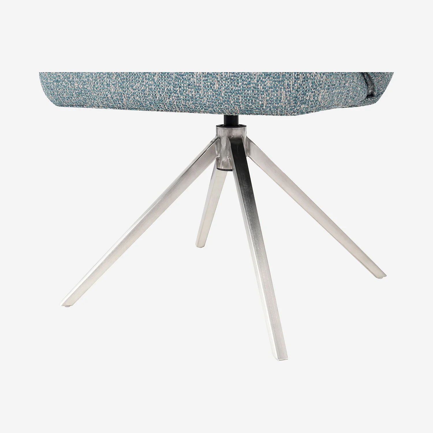 Gedraaide stoel van textuurstof en verchroomd metaal met armleuningen - Gestreept blauw - 3