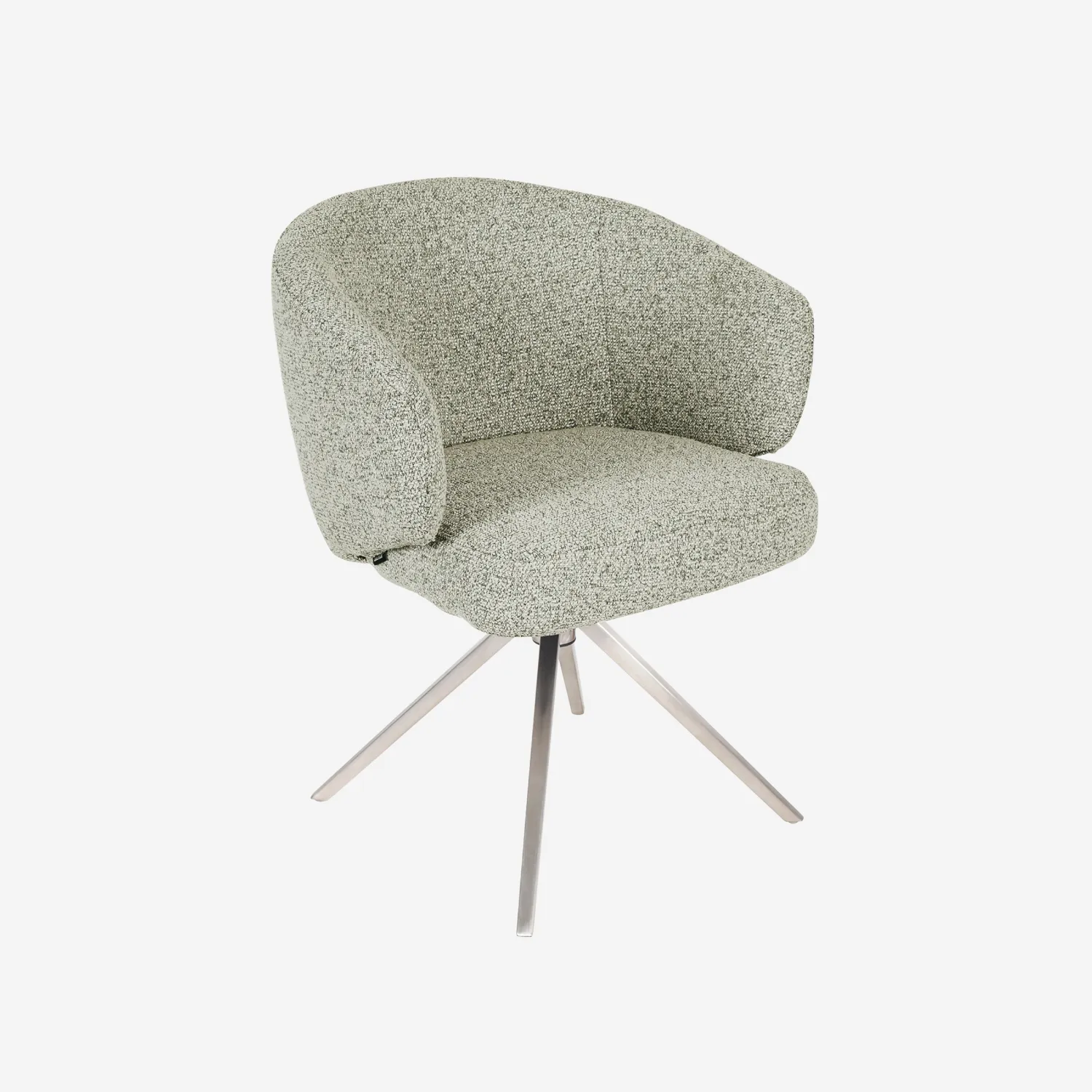 Chaise pivotante en tissu texturé et métal chromé avec accoudoirs - Gris chiné - 1