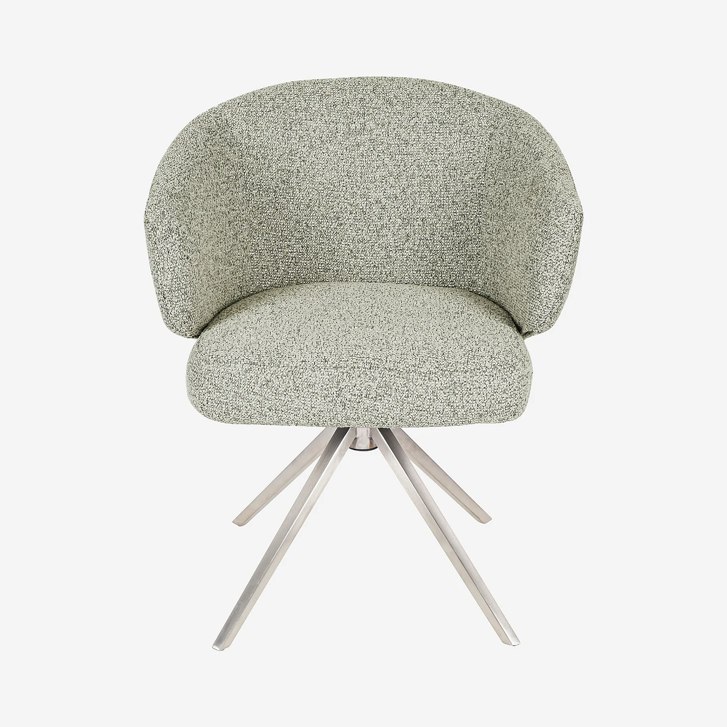 Chaise pivotante en tissu texturé et métal chromé avec accoudoirs - Gris chiné - 4