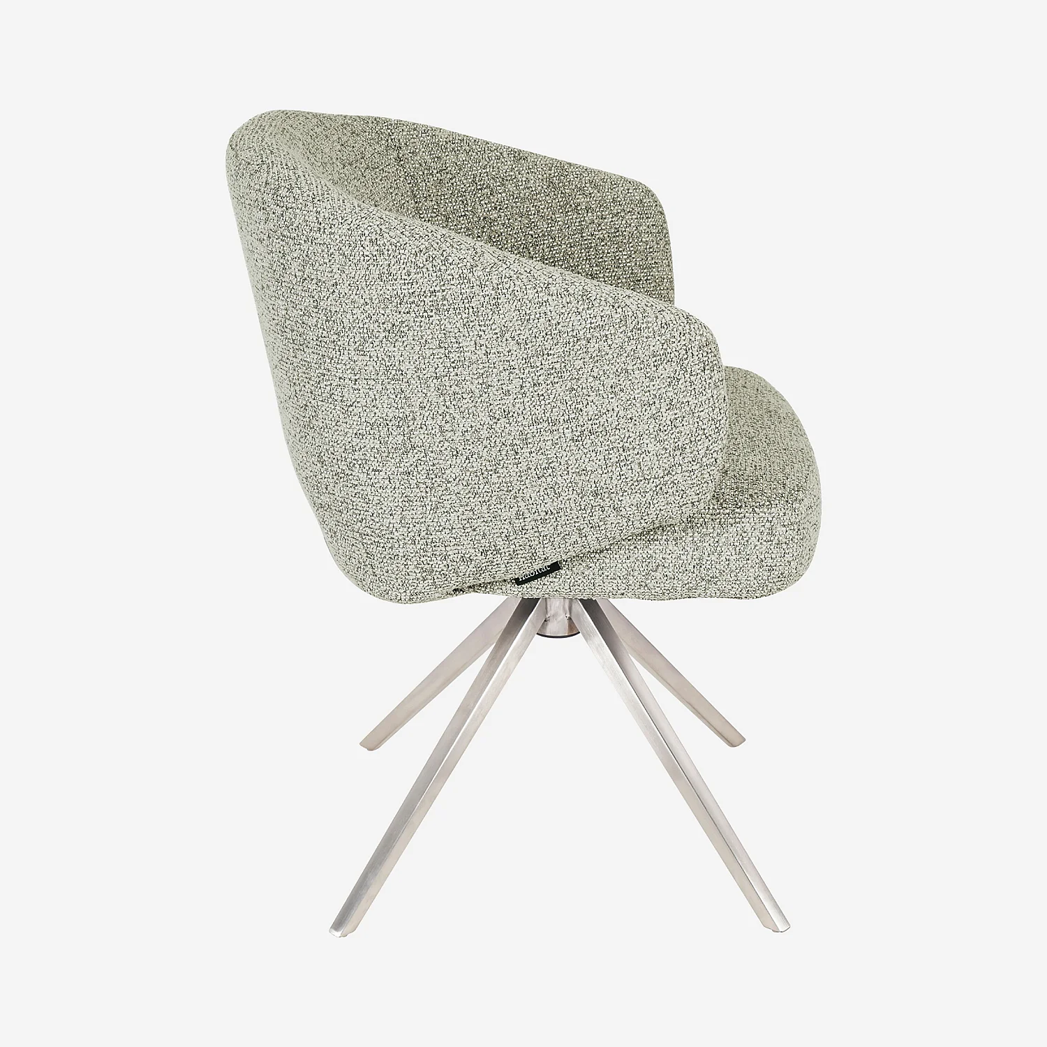 Chaise pivotante en tissu texturé et métal chromé avec accoudoirs - Gris chiné - 5