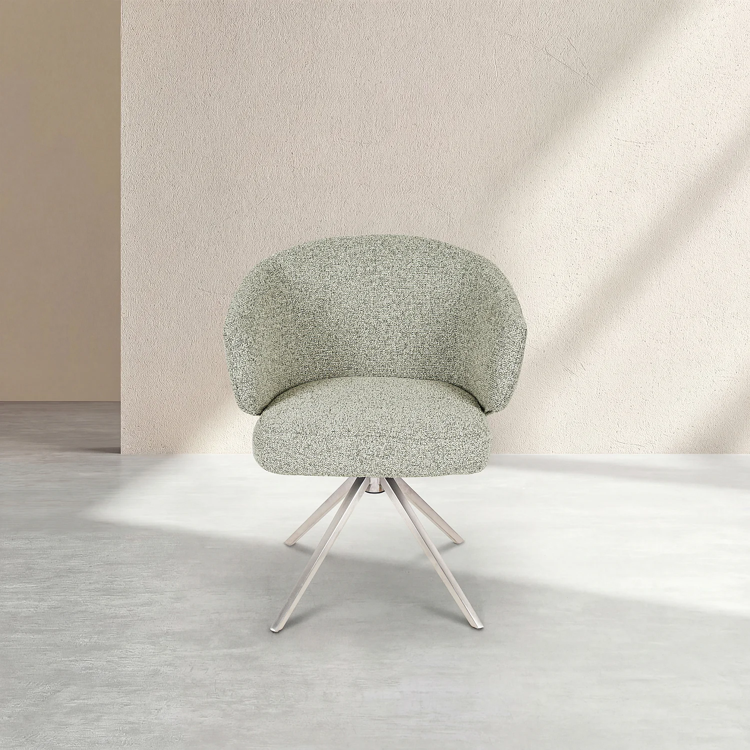 Chaise pivotante en tissu texturé et métal chromé avec accoudoirs - Gris chiné - 3