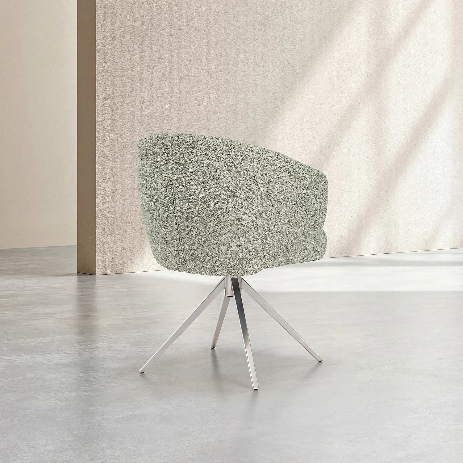 Chaise pivotante en tissu texturé et métal chromé avec accoudoirs - Gris chiné - 2