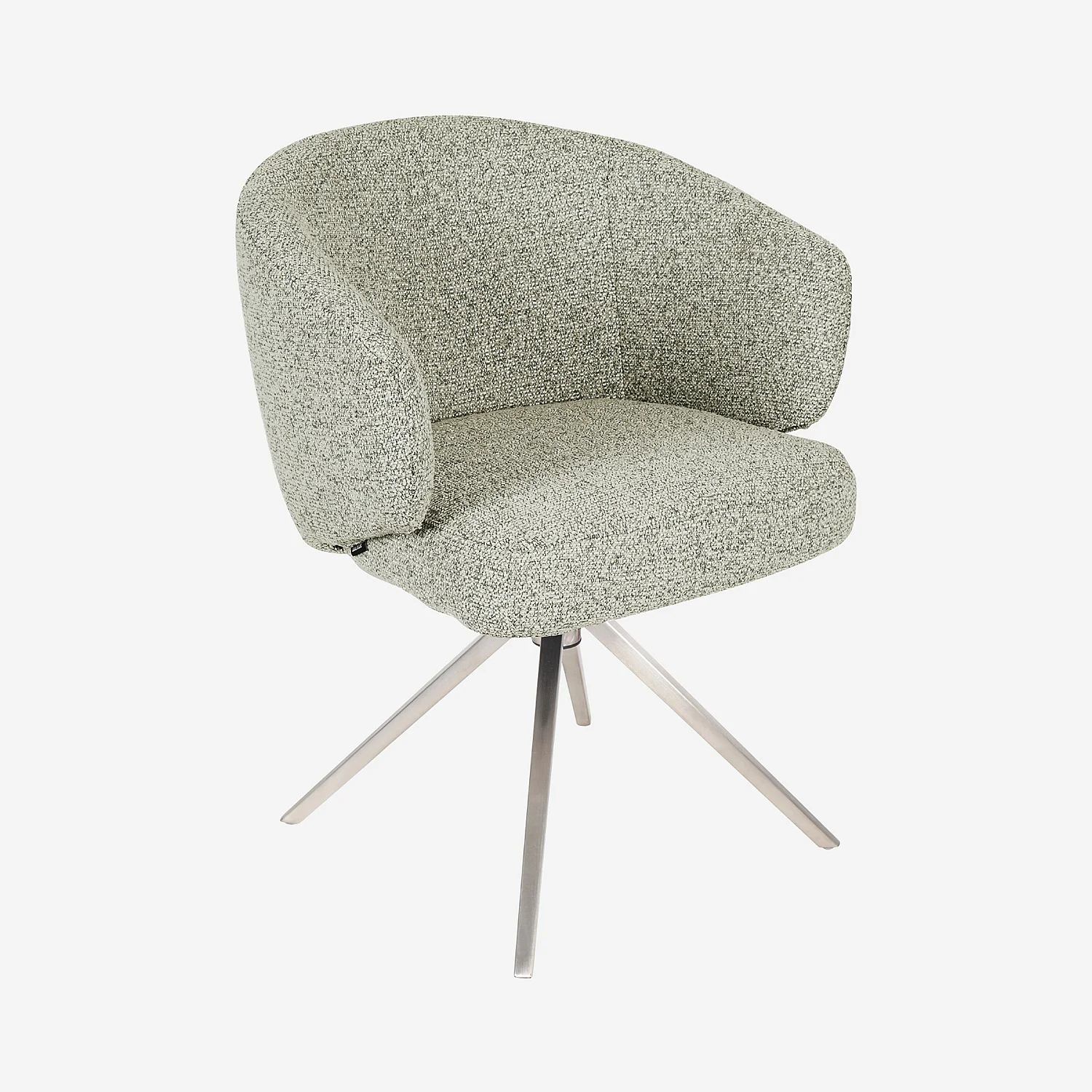 Sedia girevole in tessuto testurizzato e metallo cromato con braccioli - Grigio mélange - 1